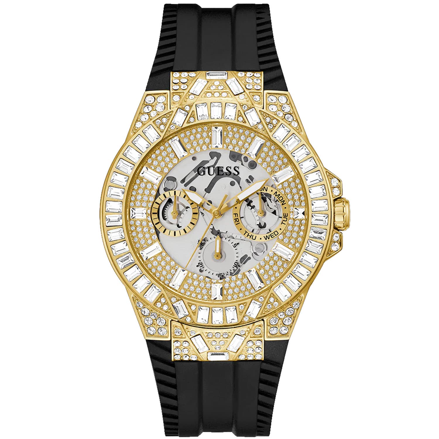 Guess Men's Black Gold Tone Multi-function 1