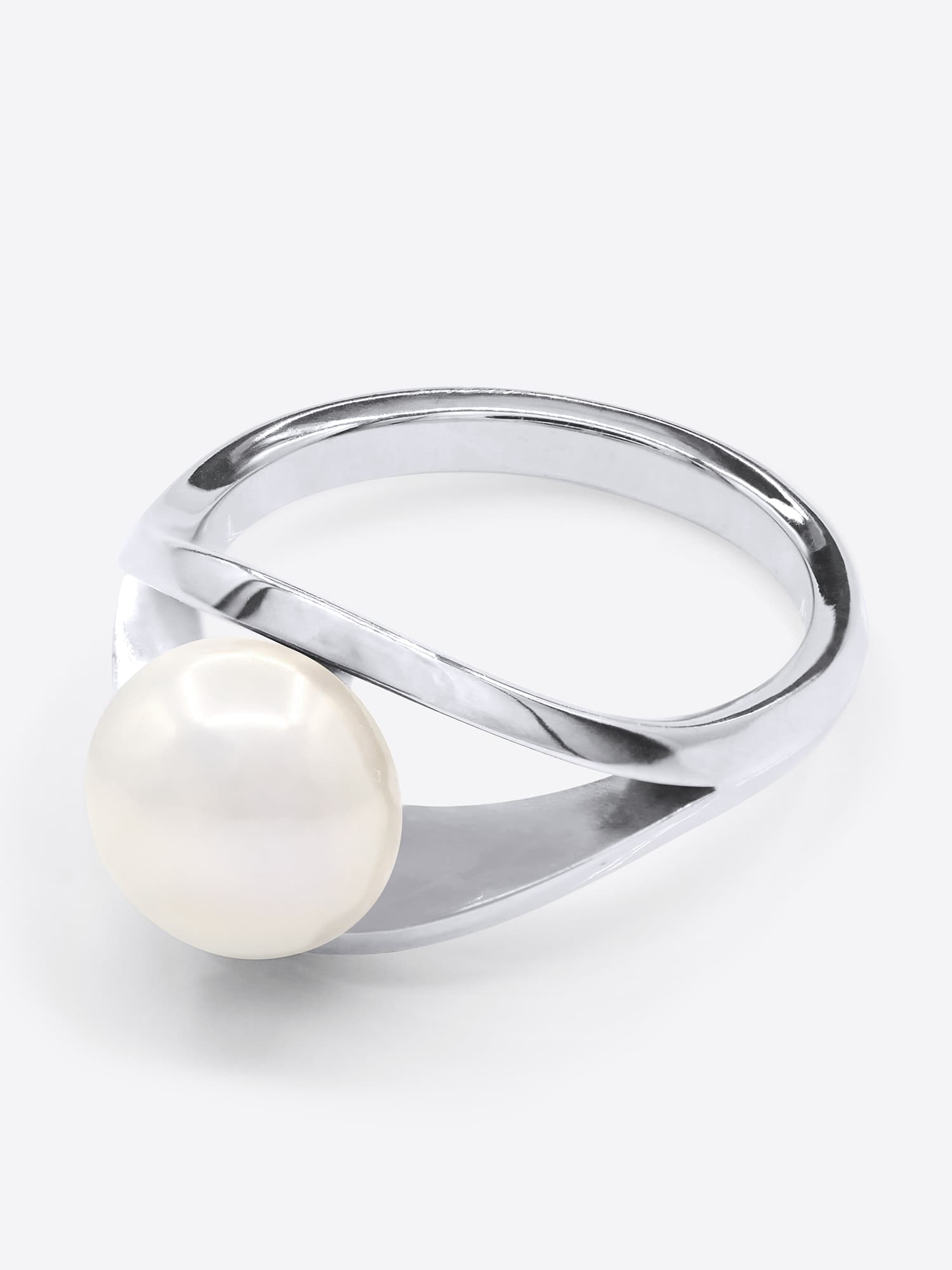 Bague Jonc Véritable Perle d'Eau Douce Bouton 8-9 mm — Argent 925 Millièmes Rhodié 1