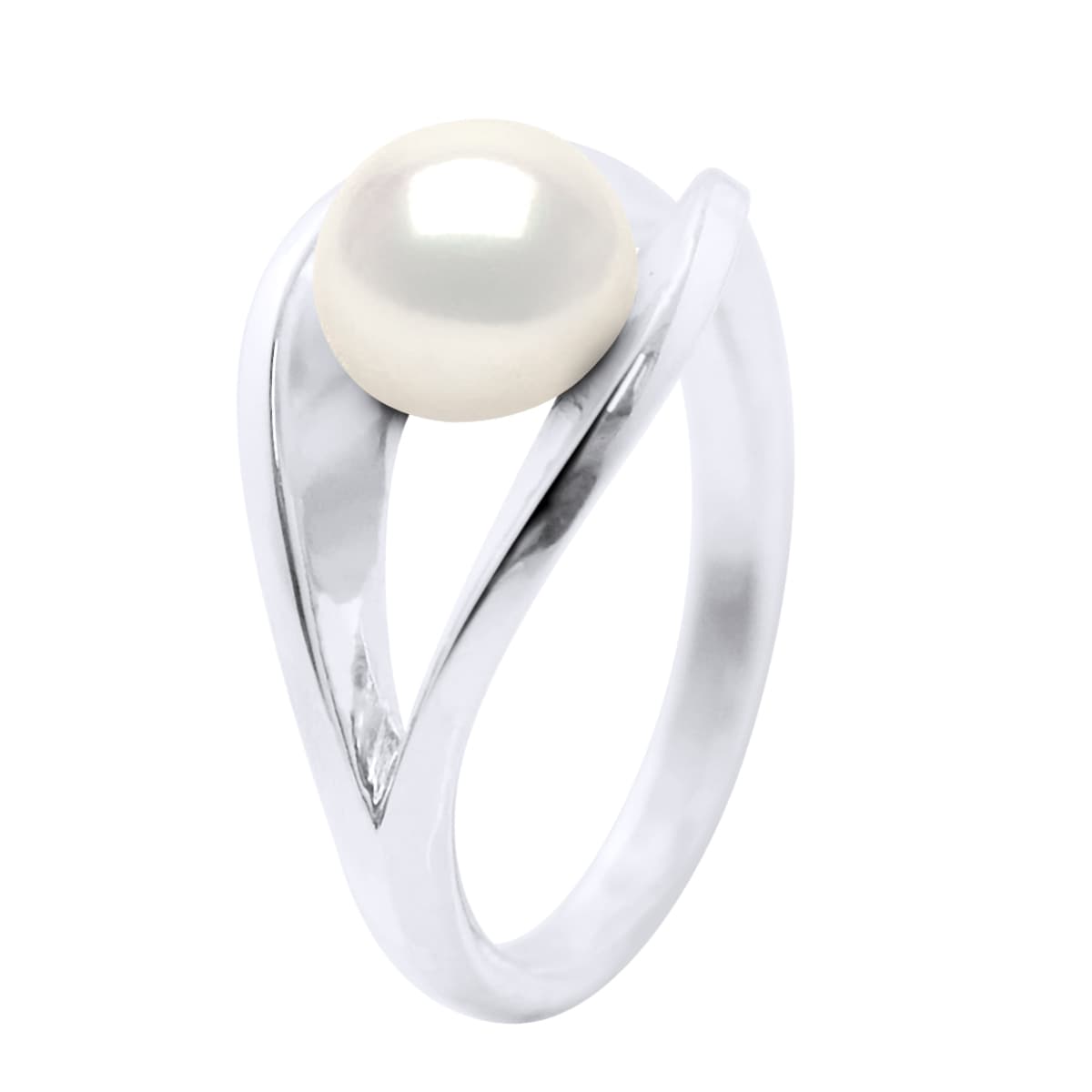 Bague Jonc Véritable Perle d'Eau Douce Bouton 8-9 mm — Argent 925 Millièmes Rhodié 3