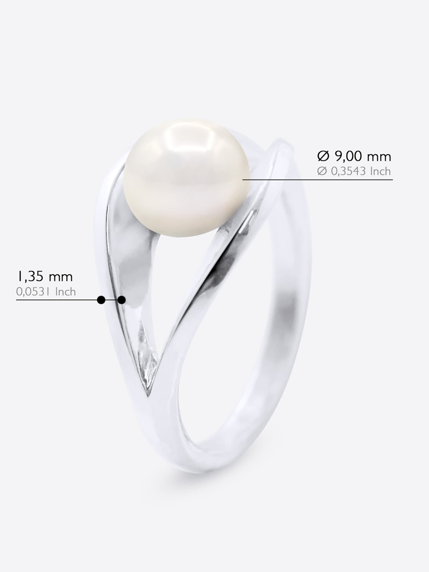 Bague Jonc Véritable Perle d'Eau Douce Bouton 8-9 mm — Argent 925 Millièmes Rhodié 5