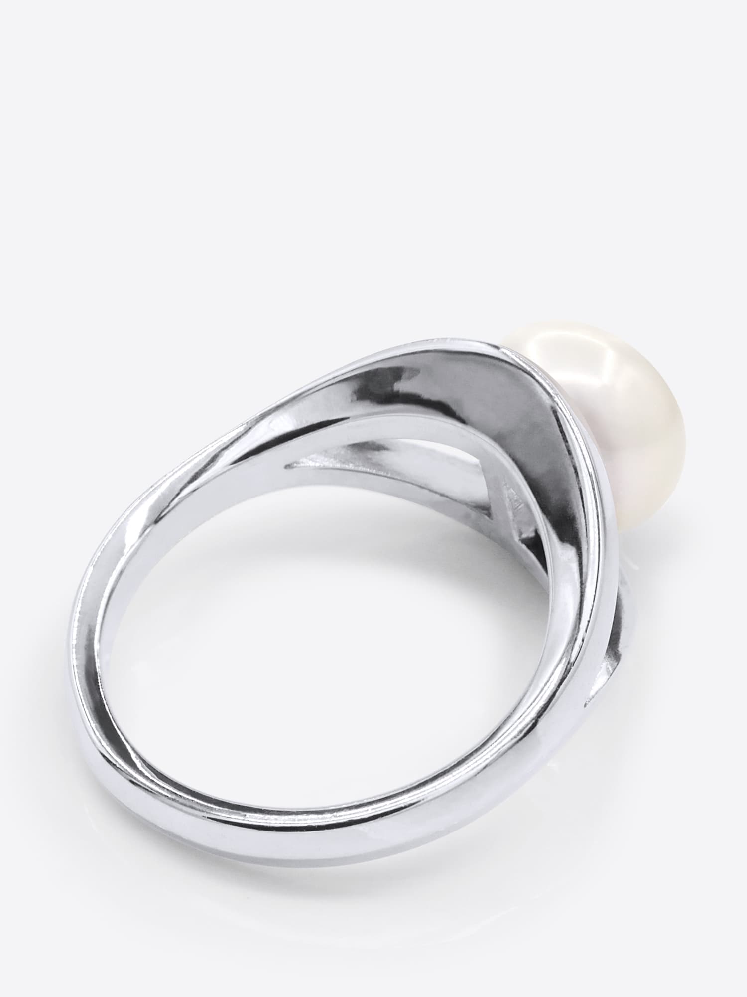 Bague Jonc Véritable Perle d'Eau Douce Bouton 8-9 mm — Argent 925 Millièmes Rhodié 6