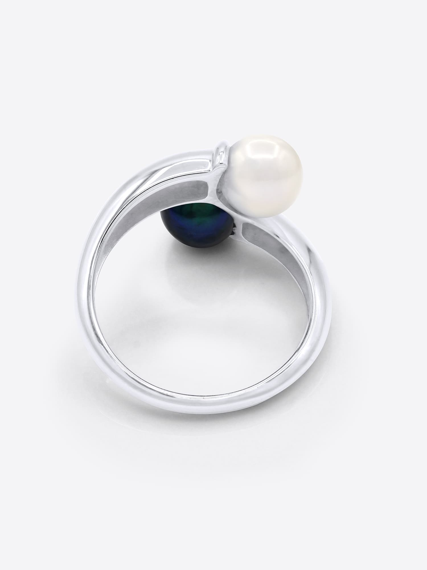 Bague Toi & Moi Véritables Perles d'Eau Douce Rondes 9-10 mm — Argent 925 Millièmes Rhodié 5