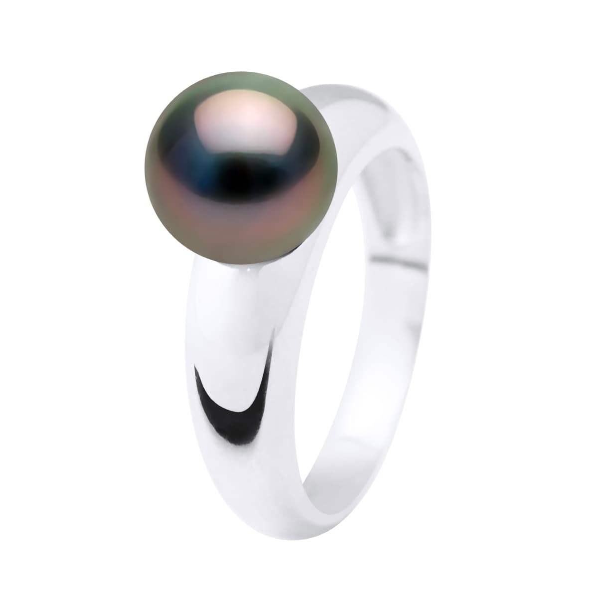 Bague Jonc Véritable Perle de Tahiti Ronde 9-10 mm — Argent 925 Millièmes Rhodié 4
