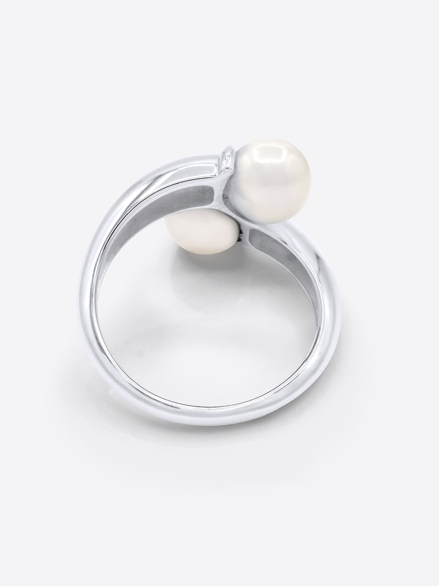 Bague Toi & Moi Véritables Perles d'Eau Douce Rondes 9-10 mm — Argent 925 Millièmes Rhodié 5