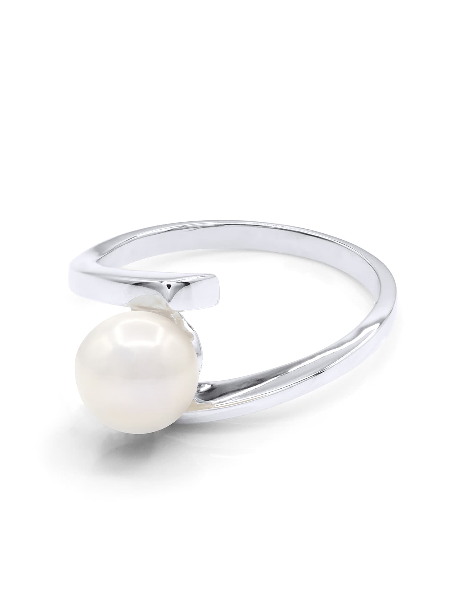 Bague Jonc Véritable Perle d'Eau Douce Ronde 7-8 mm — Argent 925 Millièmes Rhodié 1