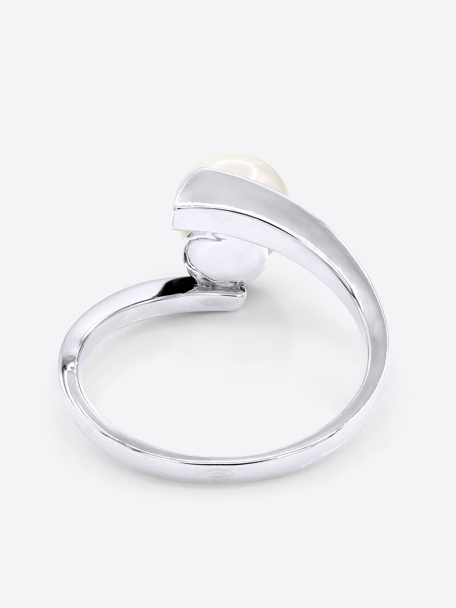 Bague Jonc Véritable Perle d'Eau Douce Ronde 7-8 mm — Argent 925 Millièmes Rhodié 6