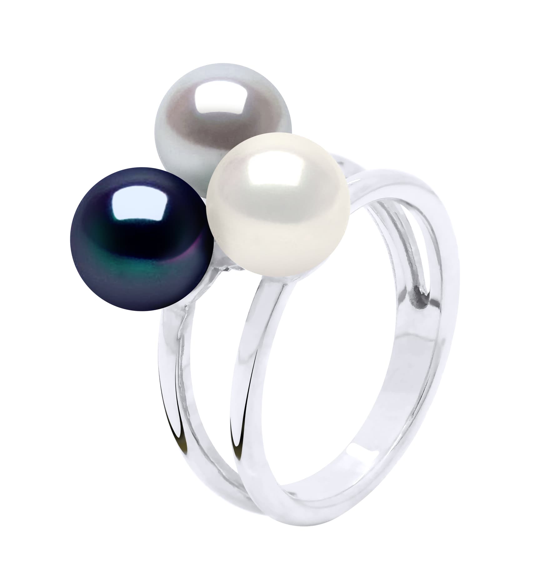 Bague Véritables Perles d'Eau Douce Rondes 7-8 mm — Argent 925 Millièmes Rhodié 1