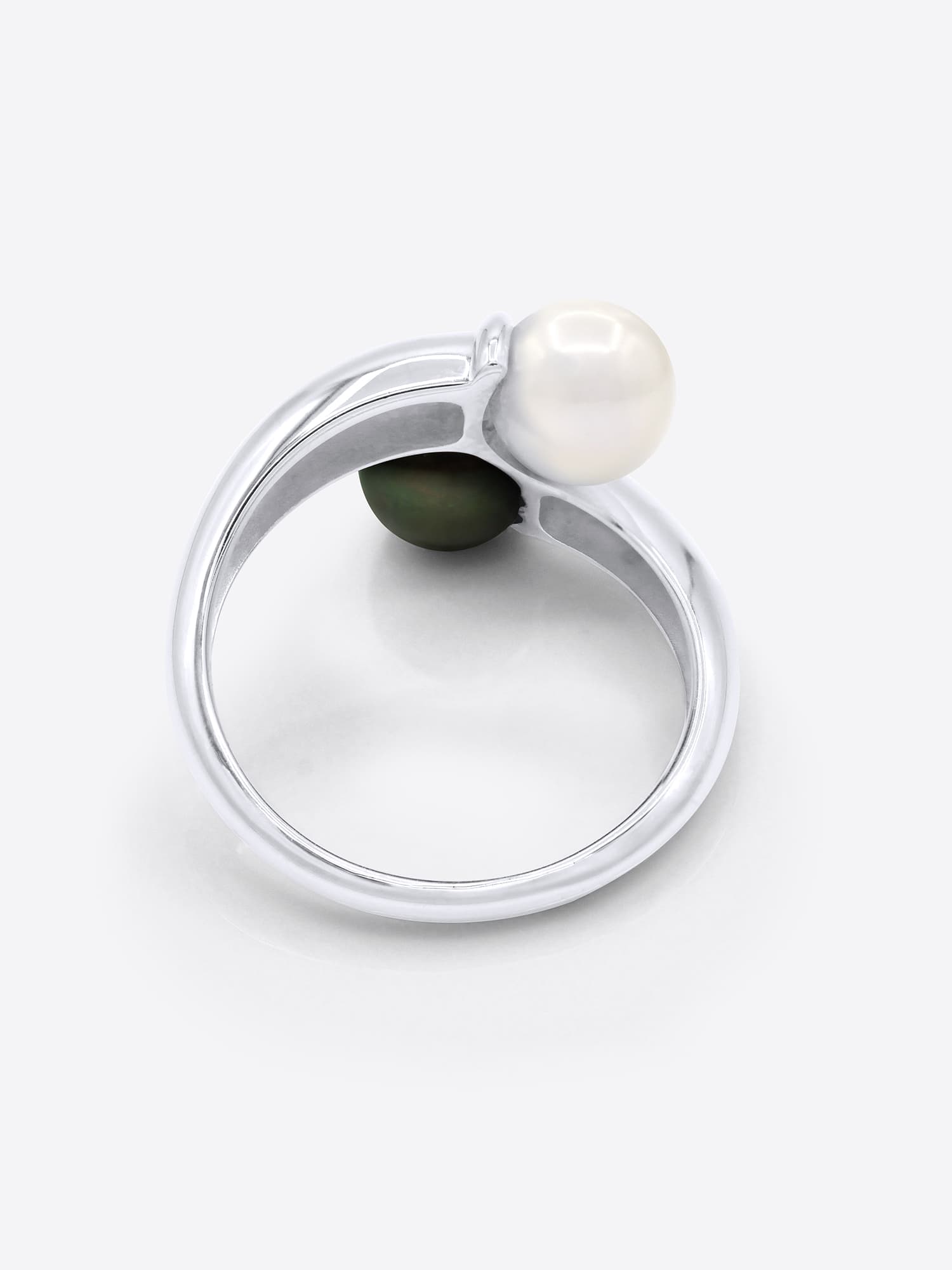 Bague Toi & Moi Véritables Perles de Tahiti 8-9 mm — Argent 925 Millièmes Rhodié 5
