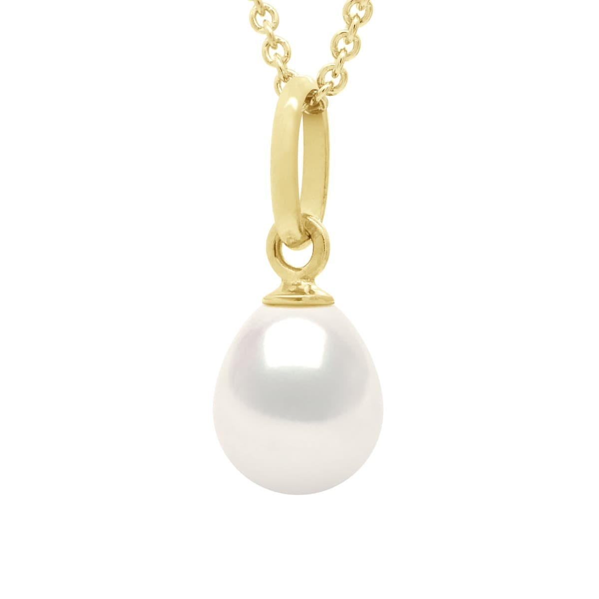 Pendentif Bélière Articulée Véritable Perle d'Eau Douce Poire 6-7 mm — Or Jaune 375 Millièmes 1