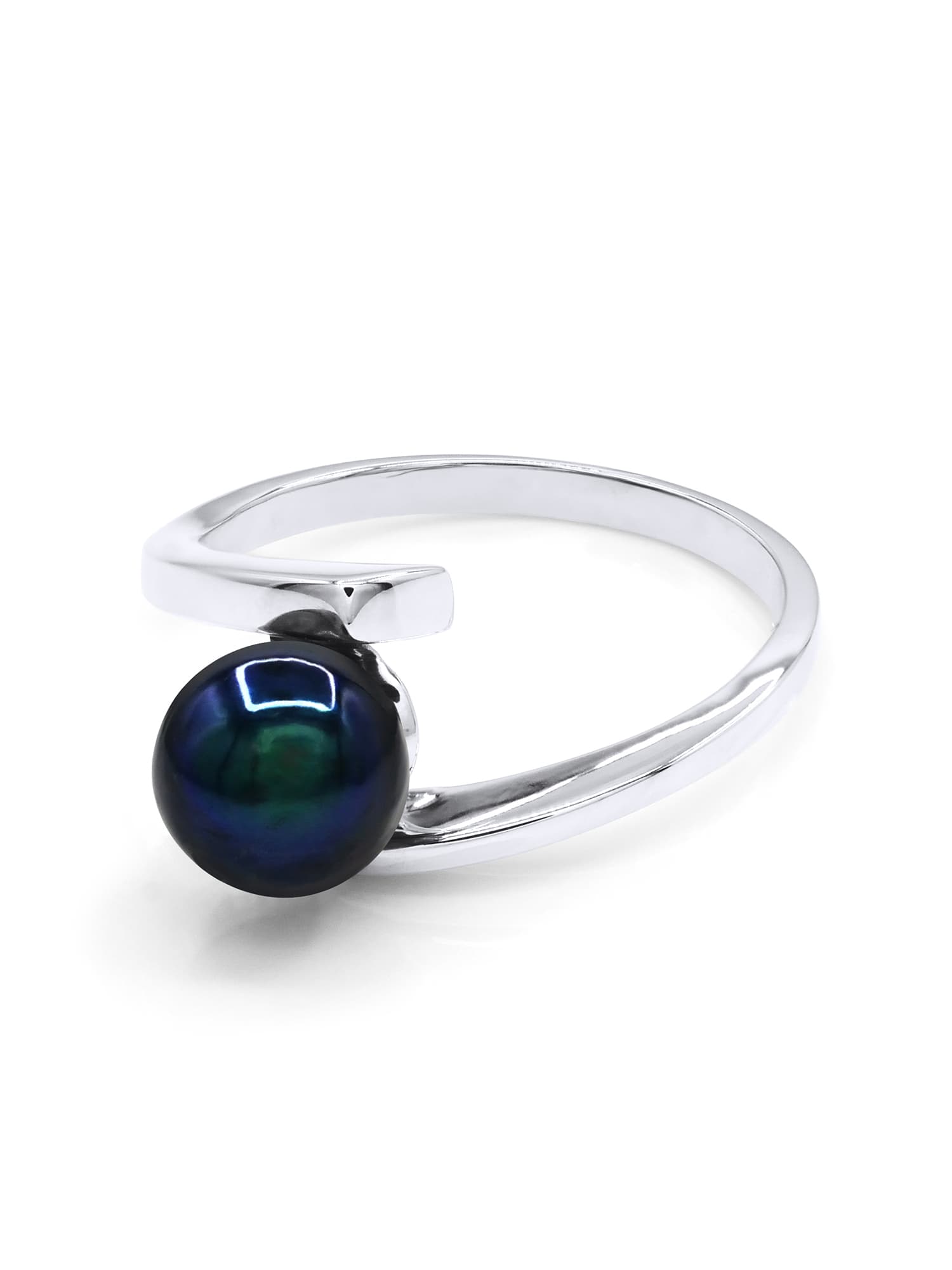 Bague Jonc Véritable Perle d'Eau Douce Ronde 7-8 mm — Argent 925 Millièmes Rhodié 1