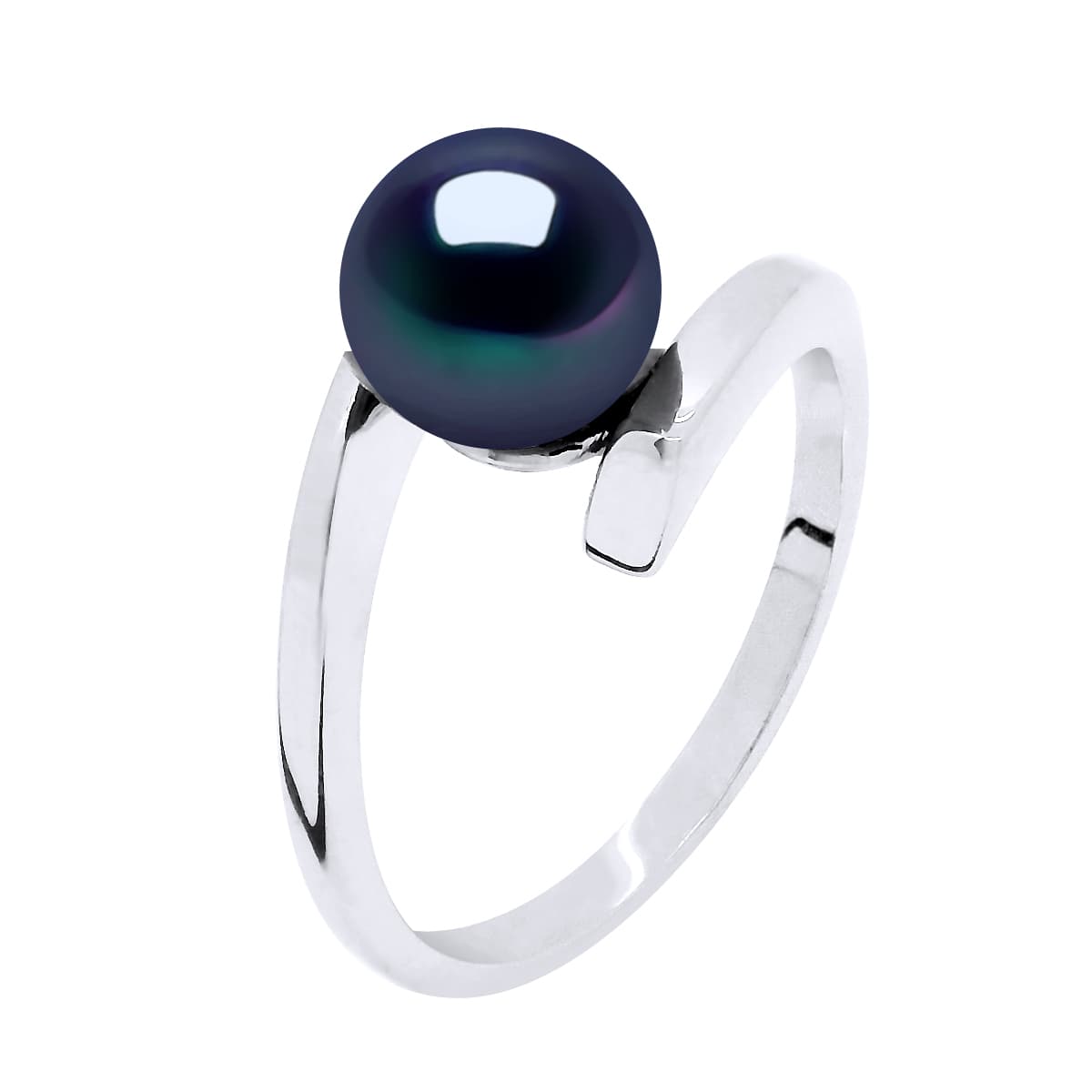 Bague Jonc Véritable Perle d'Eau Douce Ronde 7-8 mm — Argent 925 Millièmes Rhodié 3