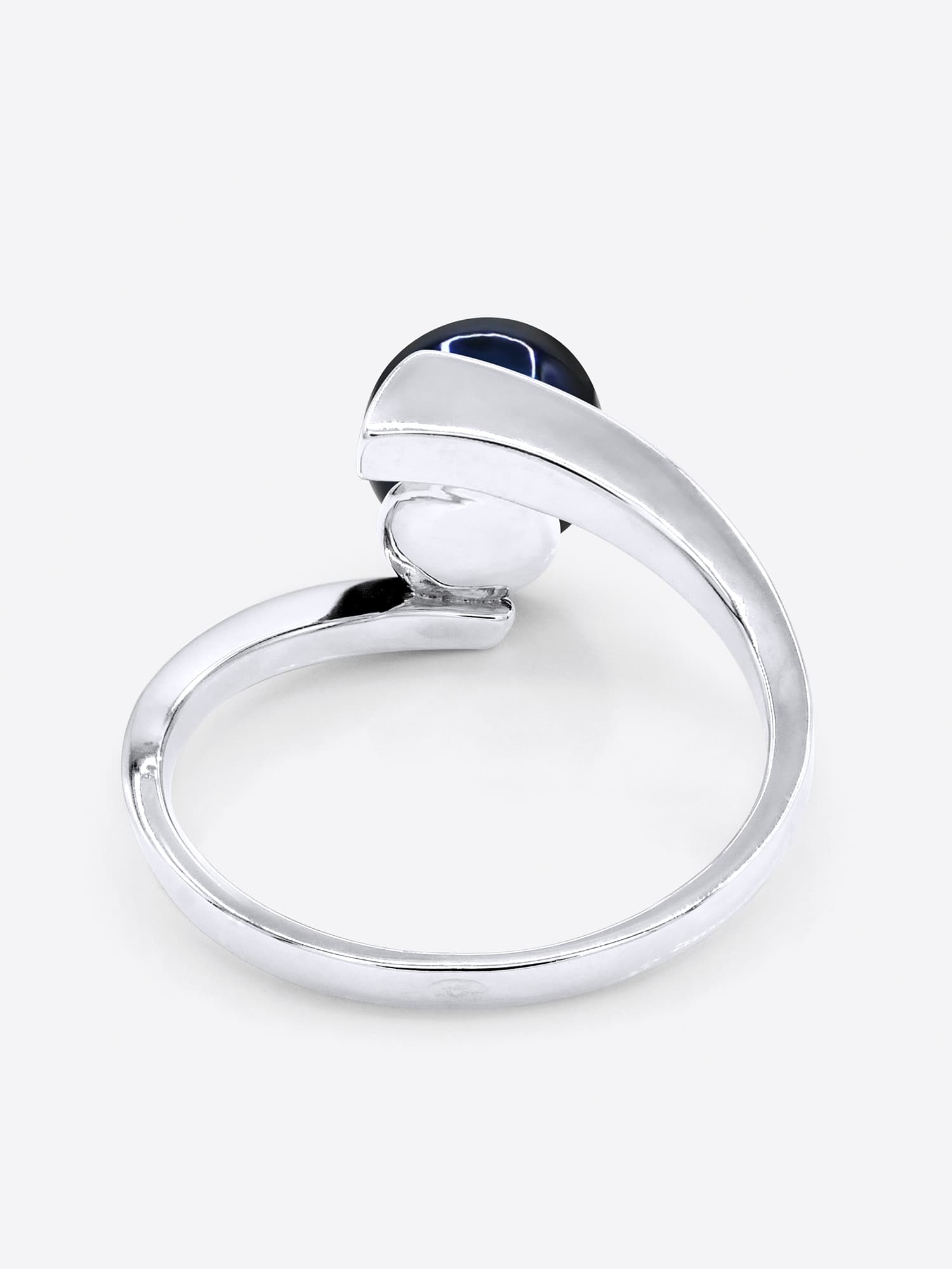 Bague Jonc Véritable Perle d'Eau Douce Ronde 7-8 mm — Argent 925 Millièmes Rhodié 5