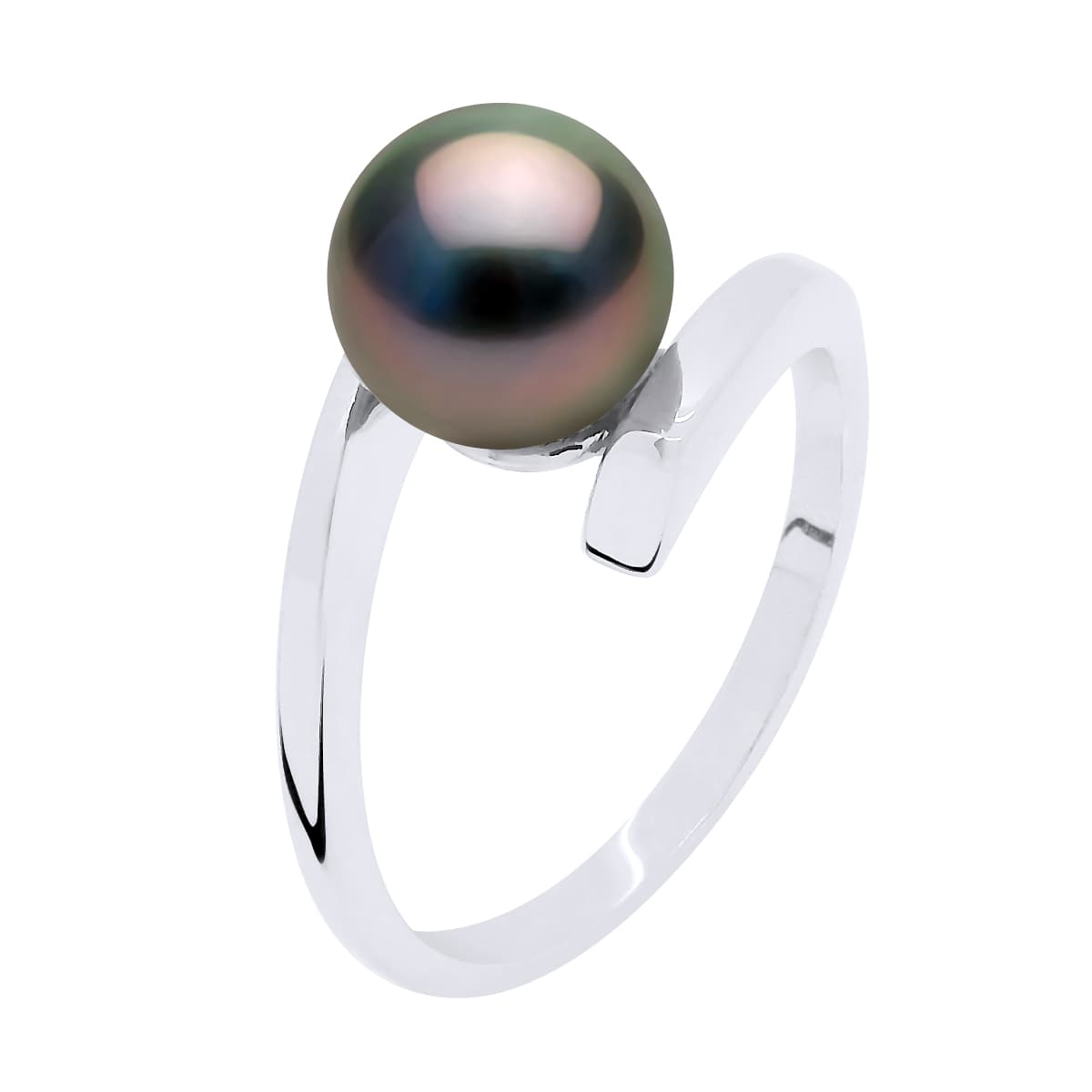Bague Jonc Véritable Perle de Tahiti Ronde 7-8 mm — Argent 925 Millièmes Rhodié 3