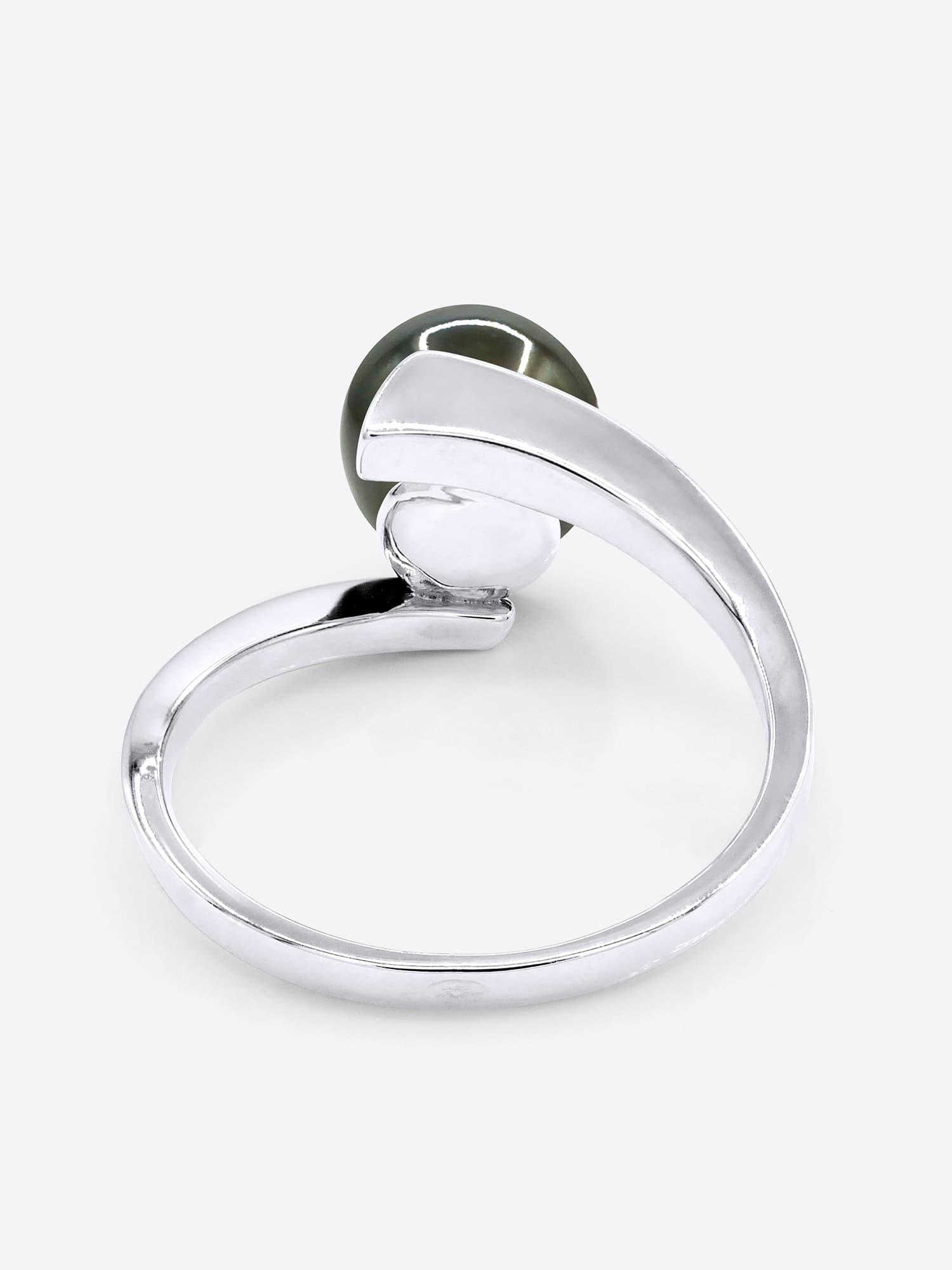 Bague Jonc Véritable Perle de Tahiti Ronde 7-8 mm — Argent 925 Millièmes Rhodié 5