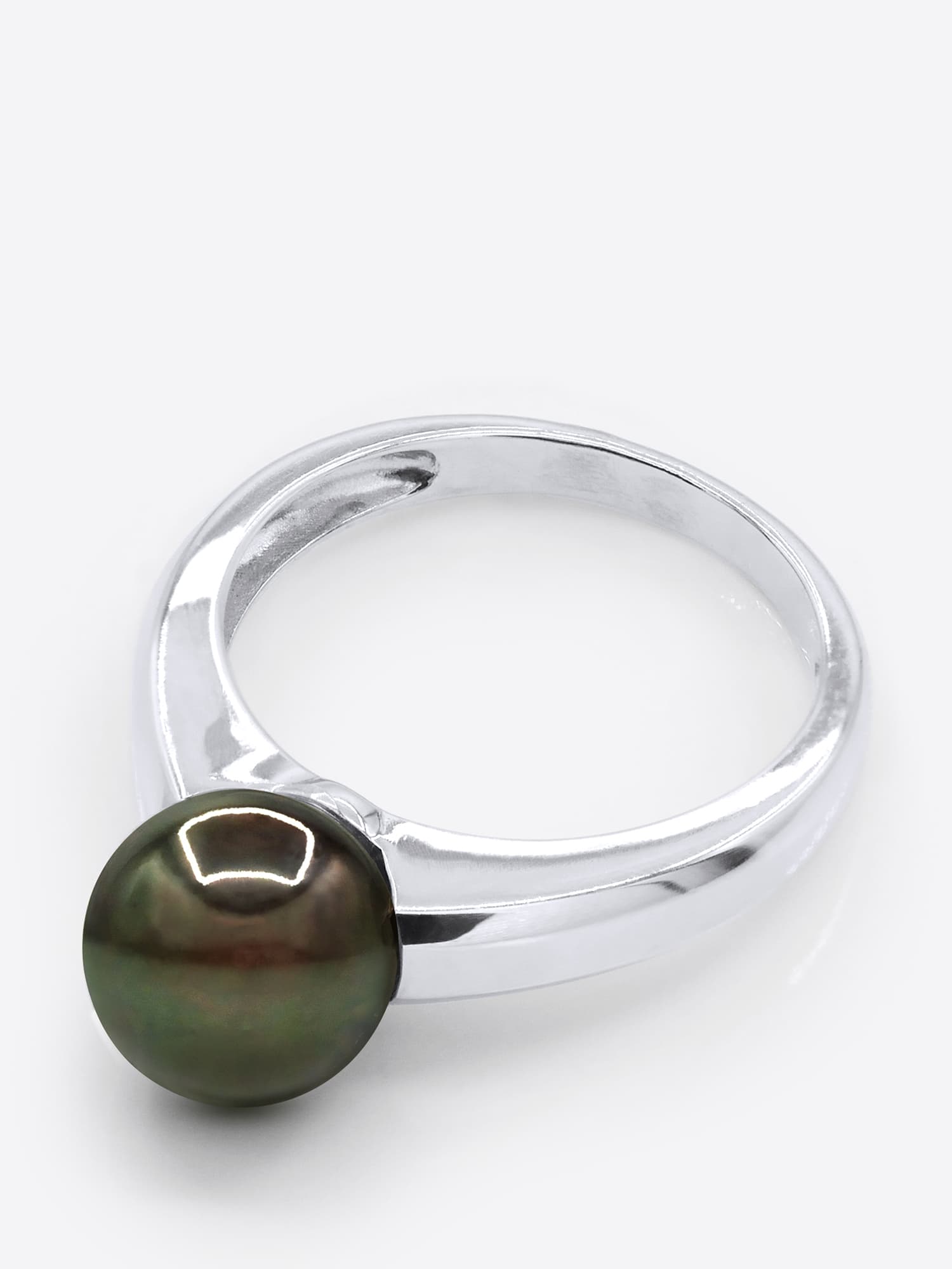 Bague Jonc Véritable Perle de Tahiti Ronde 7-8 mm — Argent 925 Millièmes Rhodié 1