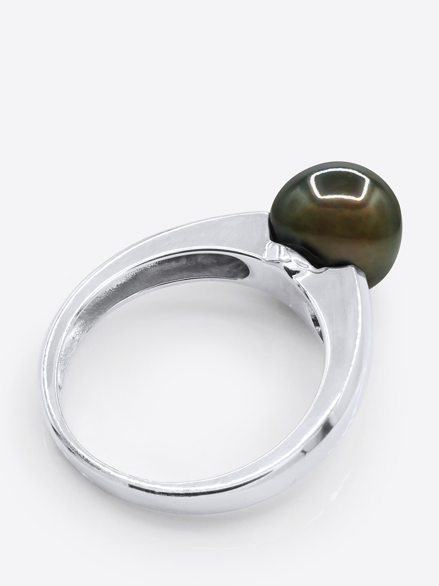 Bague Jonc Véritable Perle de Tahiti Ronde 7-8 mm — Argent 925 Millièmes Rhodié 5