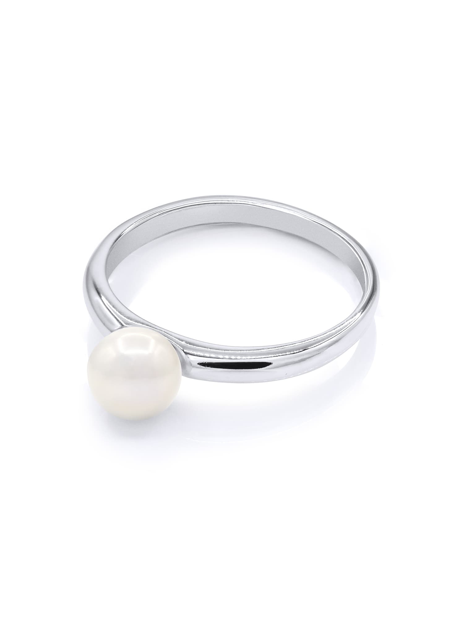 Bague Jonc Véritable Perle d'Eau Douce Ronde 6-7 mm — Or Blanc 375 Millièmes 1