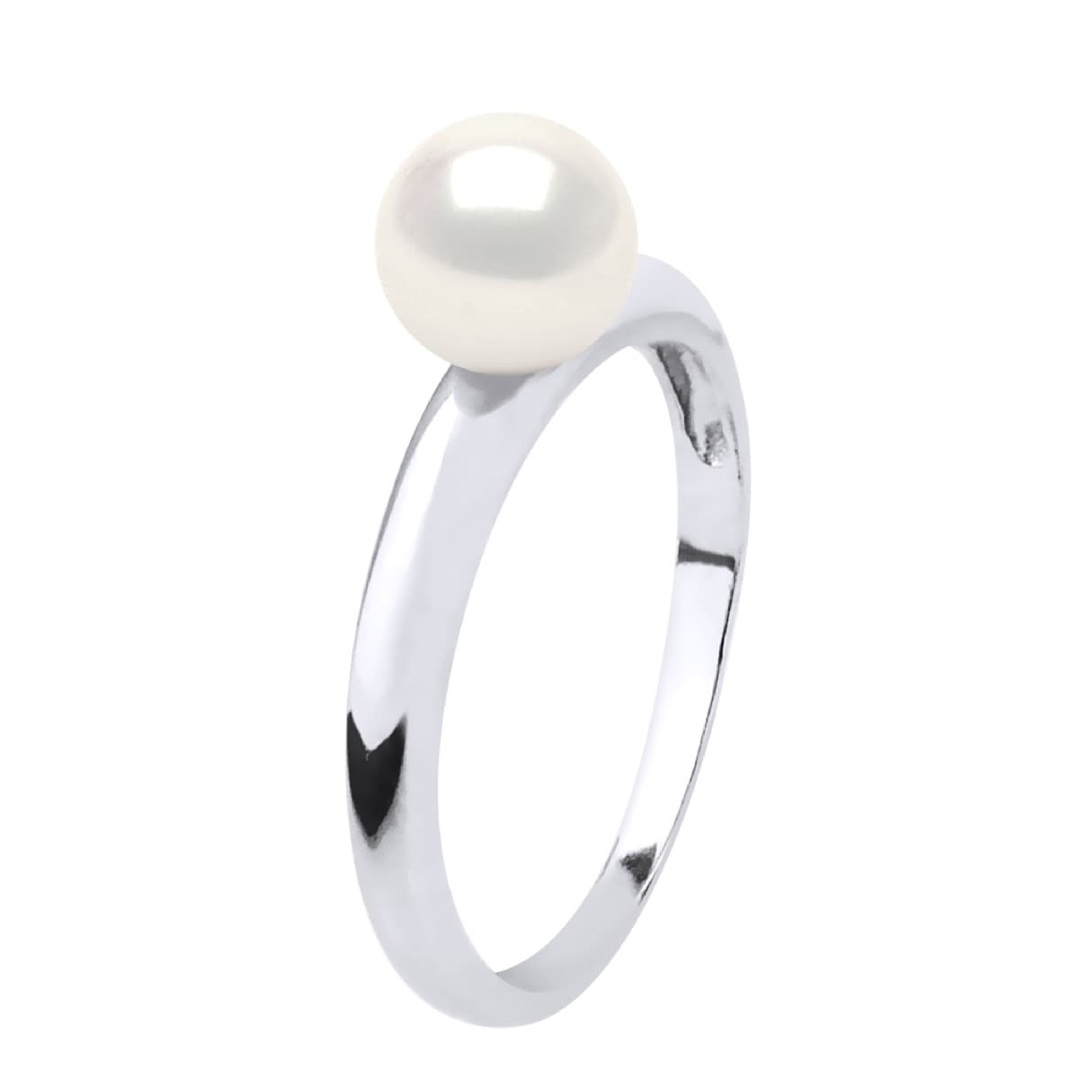 Bague Jonc Véritable Perle d'Eau Douce Ronde 6-7 mm — Or Blanc 375 Millièmes 4