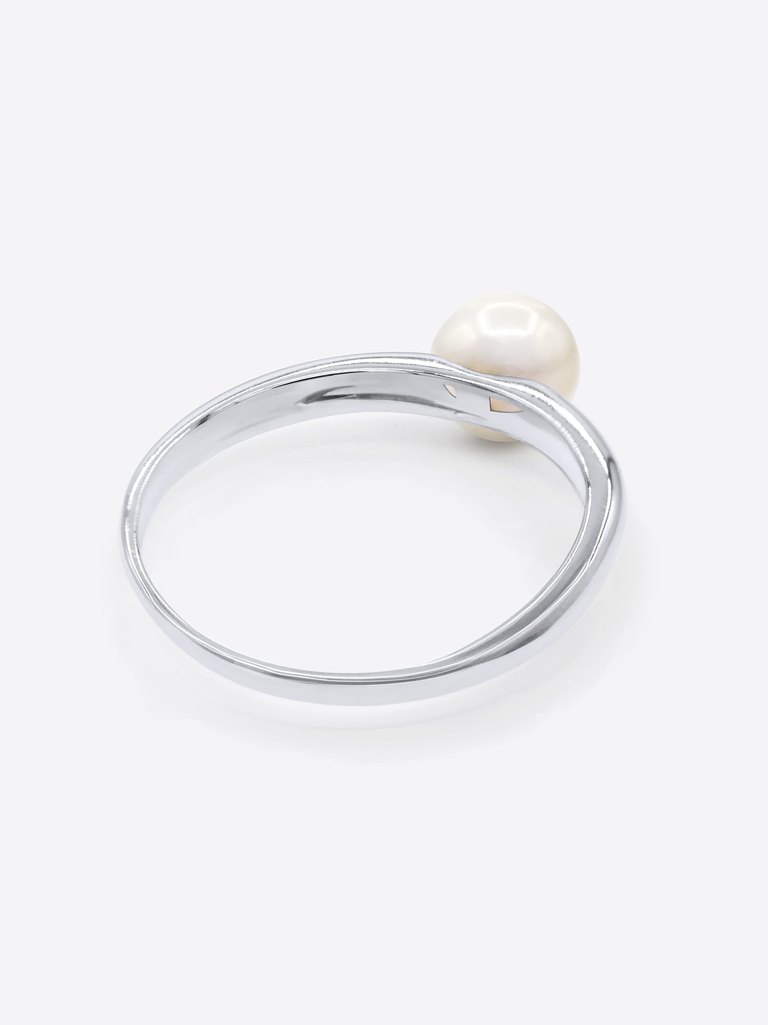 Bague Jonc Véritable Perle d'Eau Douce Ronde 6-7 mm — Or Blanc 375 Millièmes 5