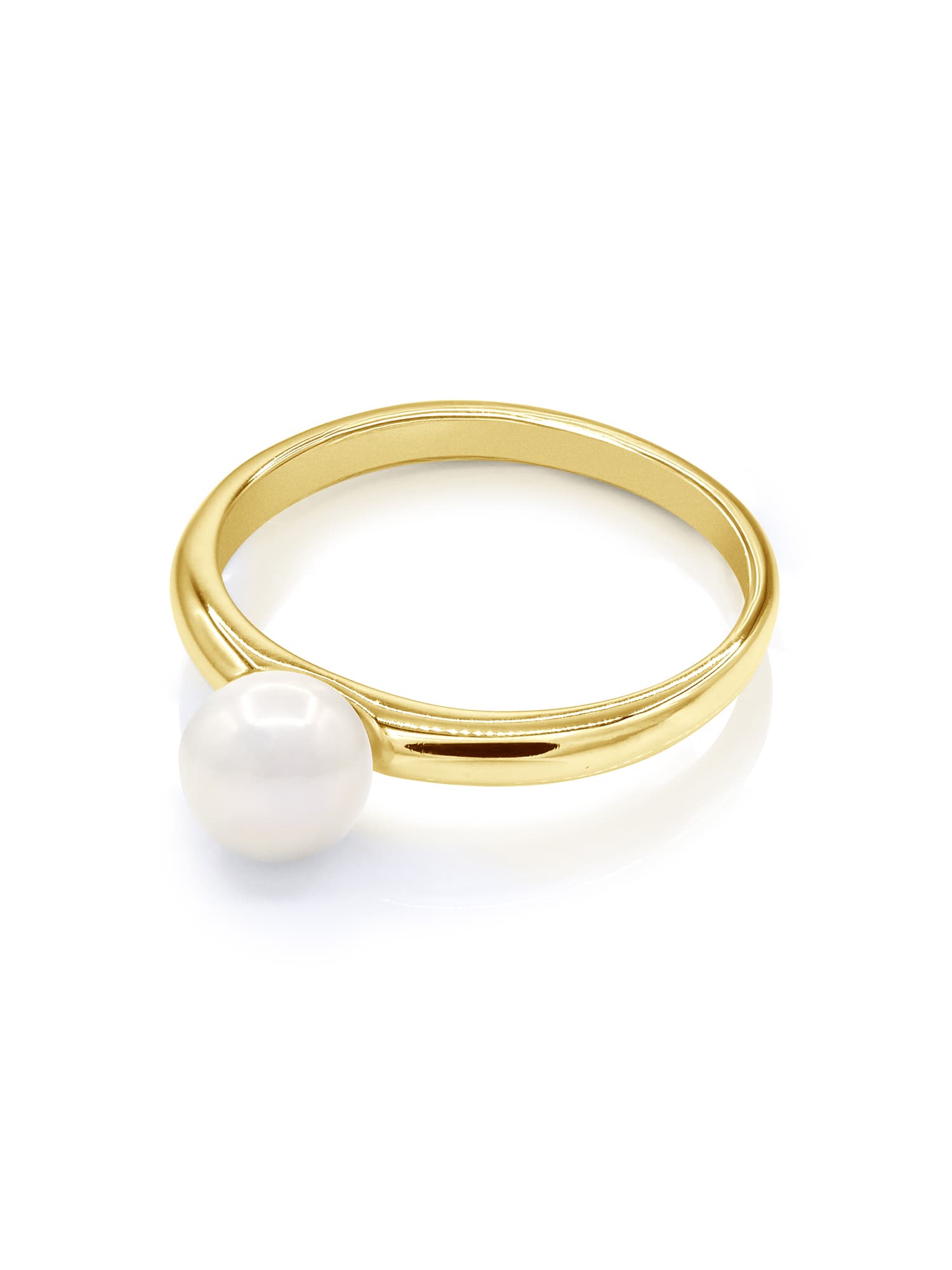 Bague Jonc Véritable Perle d'Eau Douce Ronde 6-7 mm — Or Jaune 375 Millièmes 1