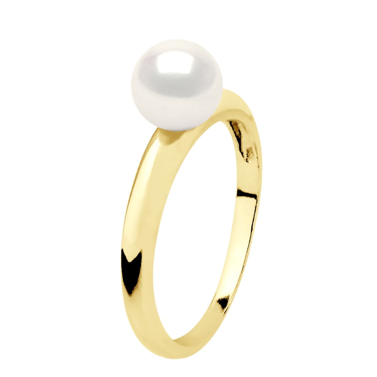 Bague Jonc Véritable Perle d'Eau Douce Ronde 6-7 mm — Or Jaune 375 Millièmes 4