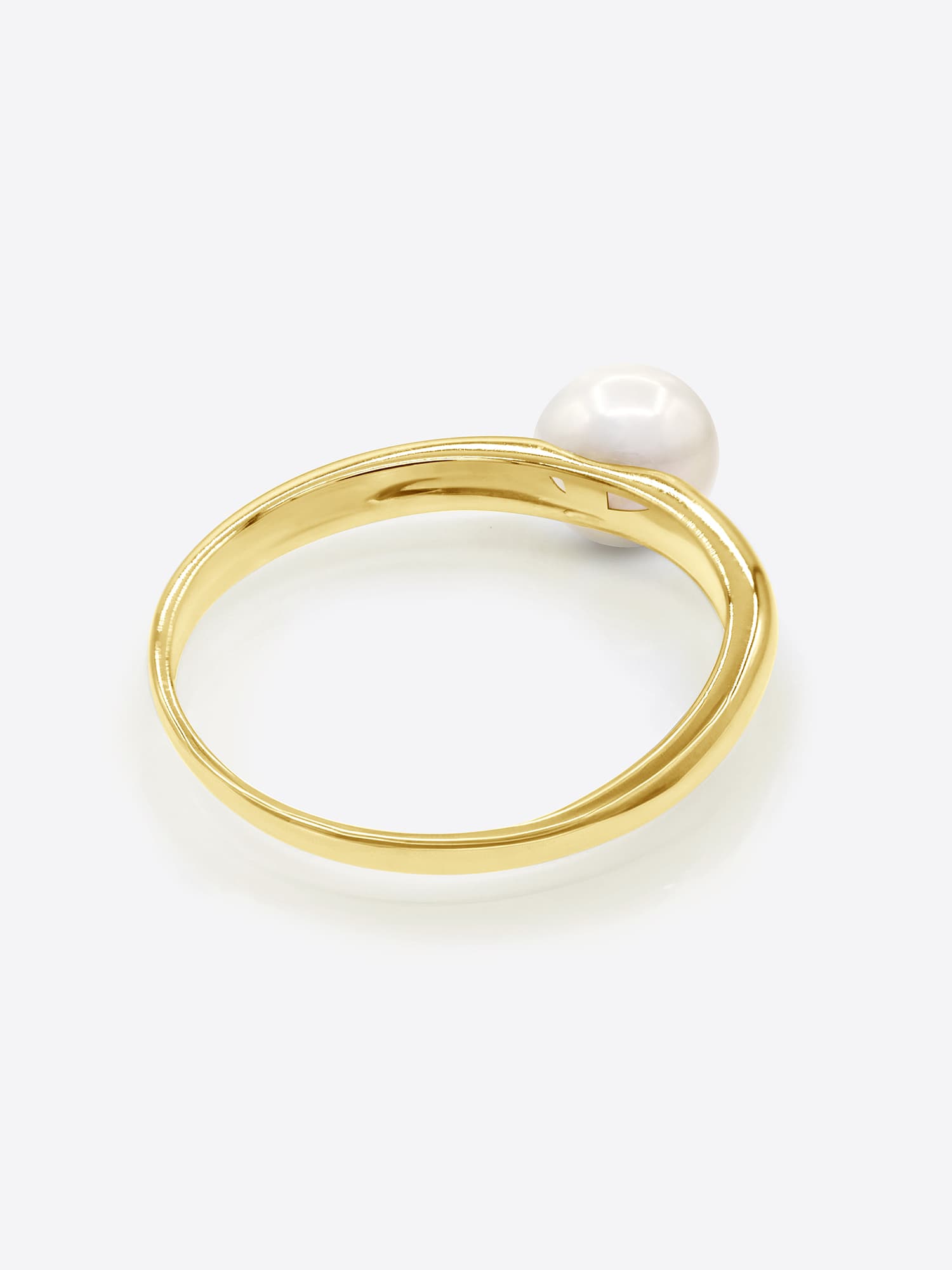 Bague Jonc Véritable Perle d'Eau Douce Ronde 6-7 mm — Or Jaune 375 Millièmes 5