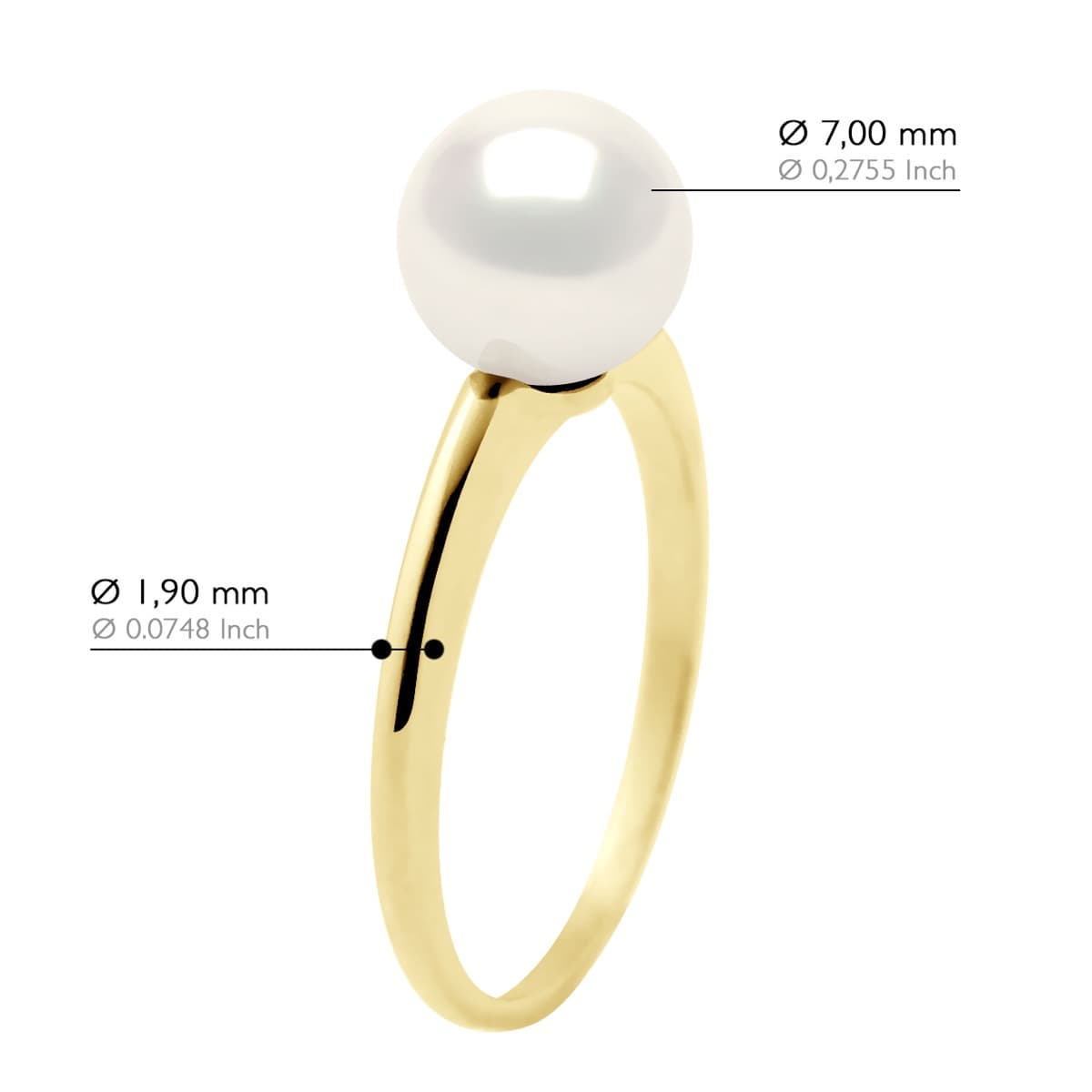 Bague Jonc Véritable Perle d'Eau Douce Ronde 7-8 mm — Or Blanc 375 Millièmes 3