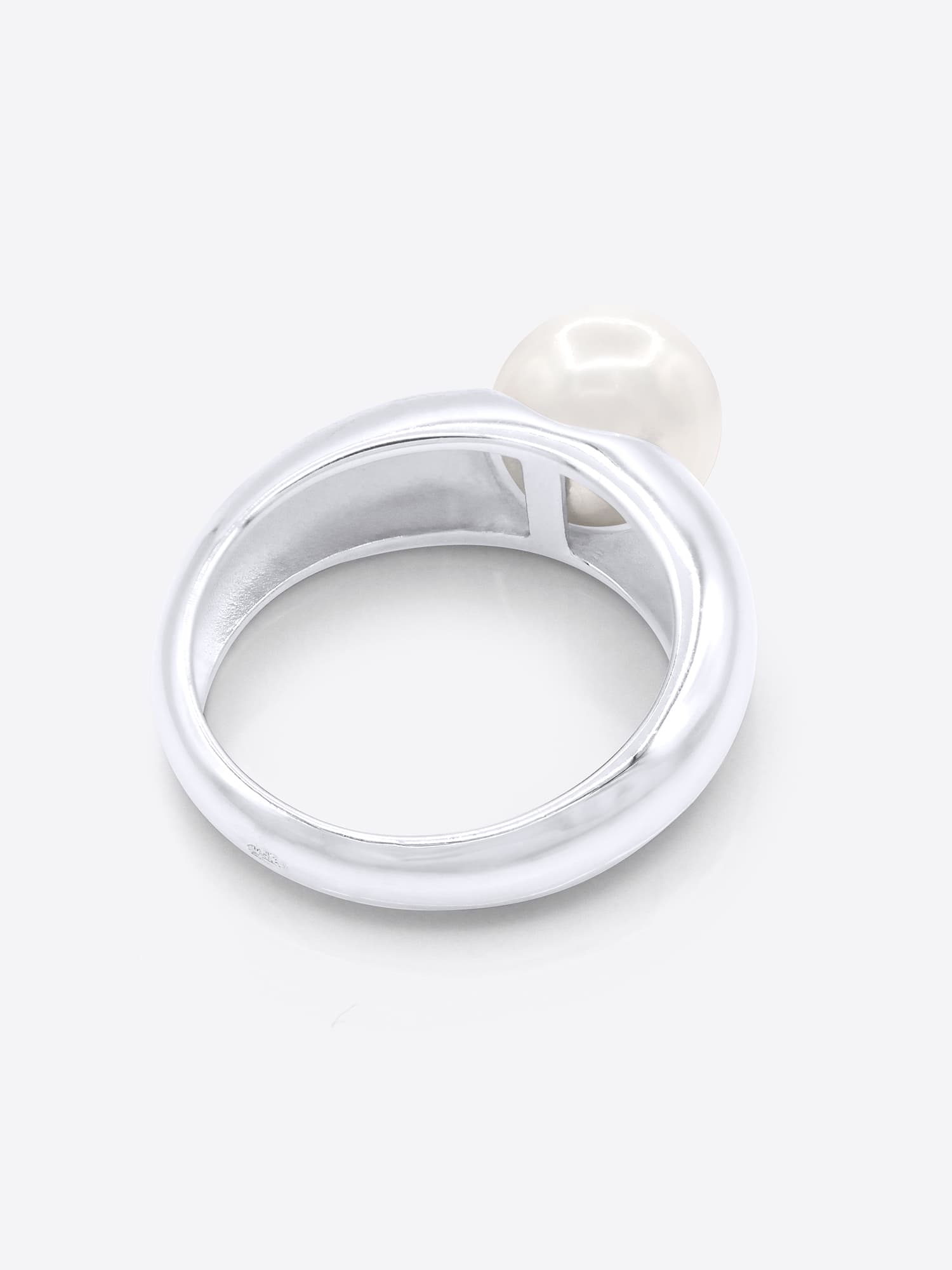 Bague Jonc Véritable Perle d'Eau Douce Ronde 8-9 mm — Or Blanc 375 Millièmes 5