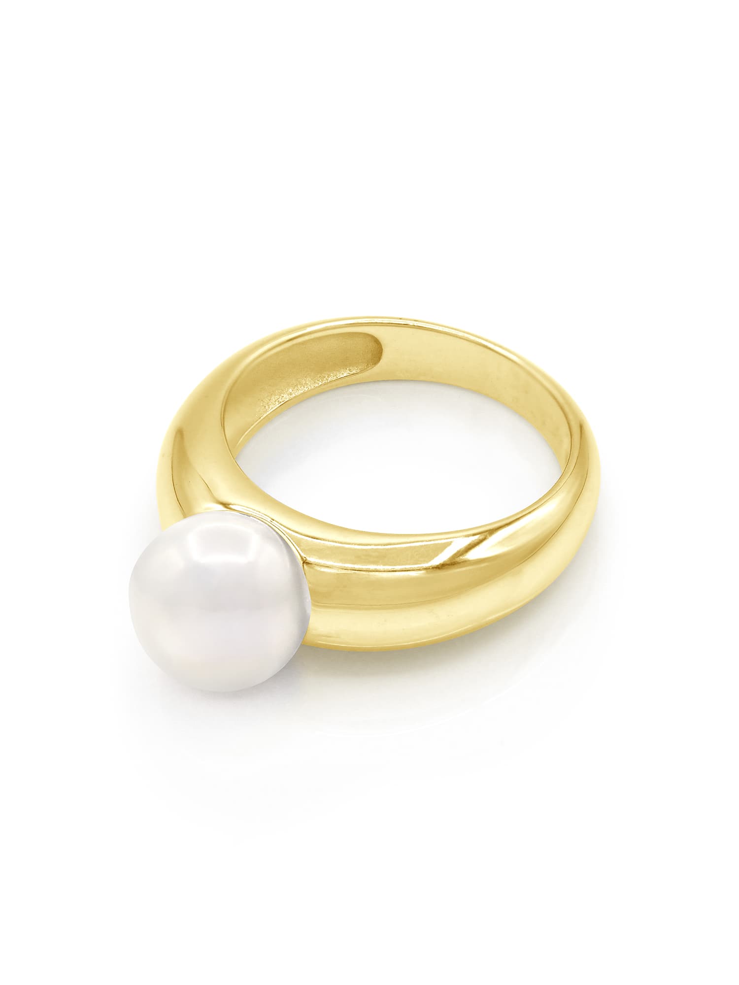 Bague Jonc Véritable Perle d'Eau Douce Ronde 8-9 mm — Or Jaune 375 Millièmes 1