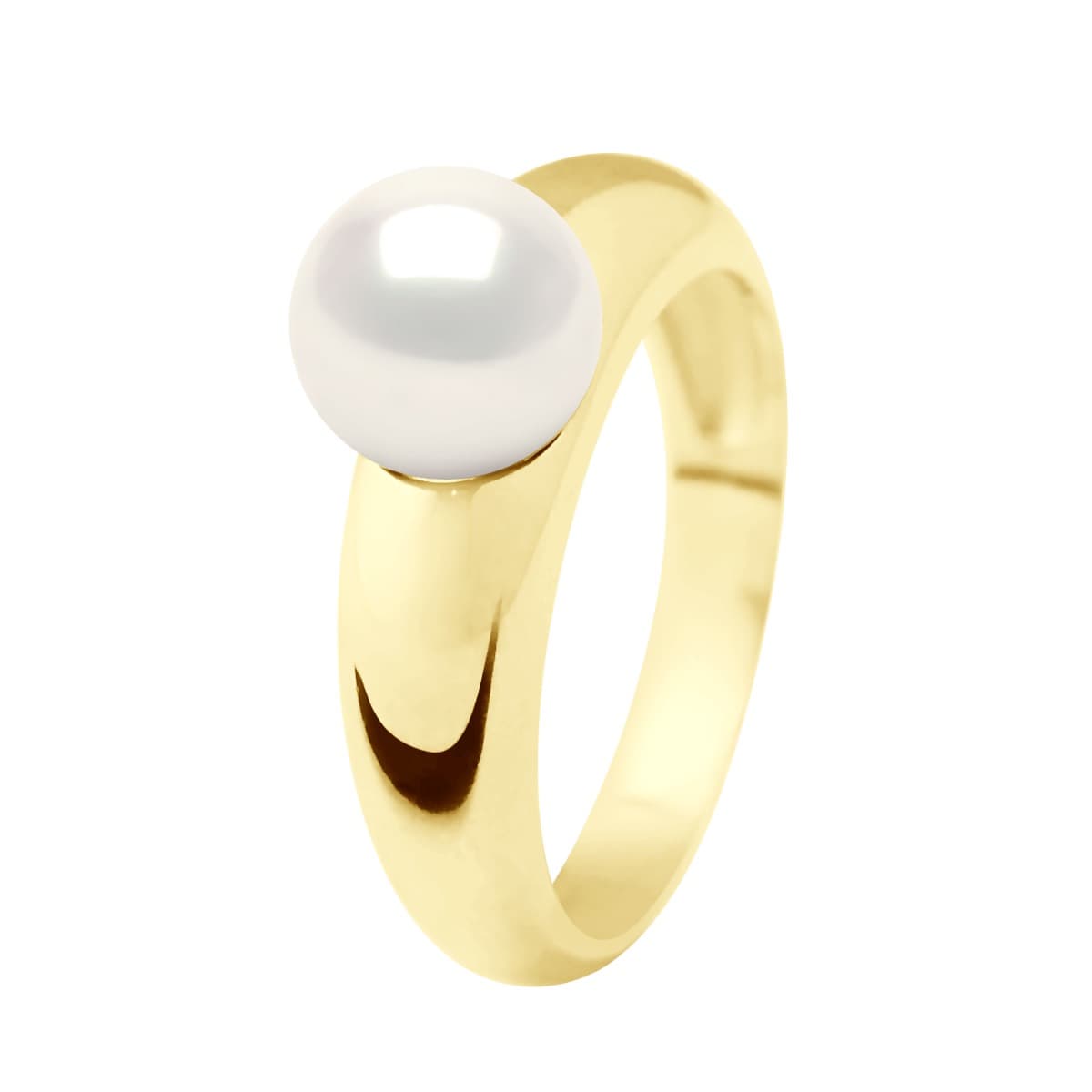 Bague Jonc Véritable Perle d'Eau Douce Ronde 8-9 mm — Or Jaune 375 Millièmes 3