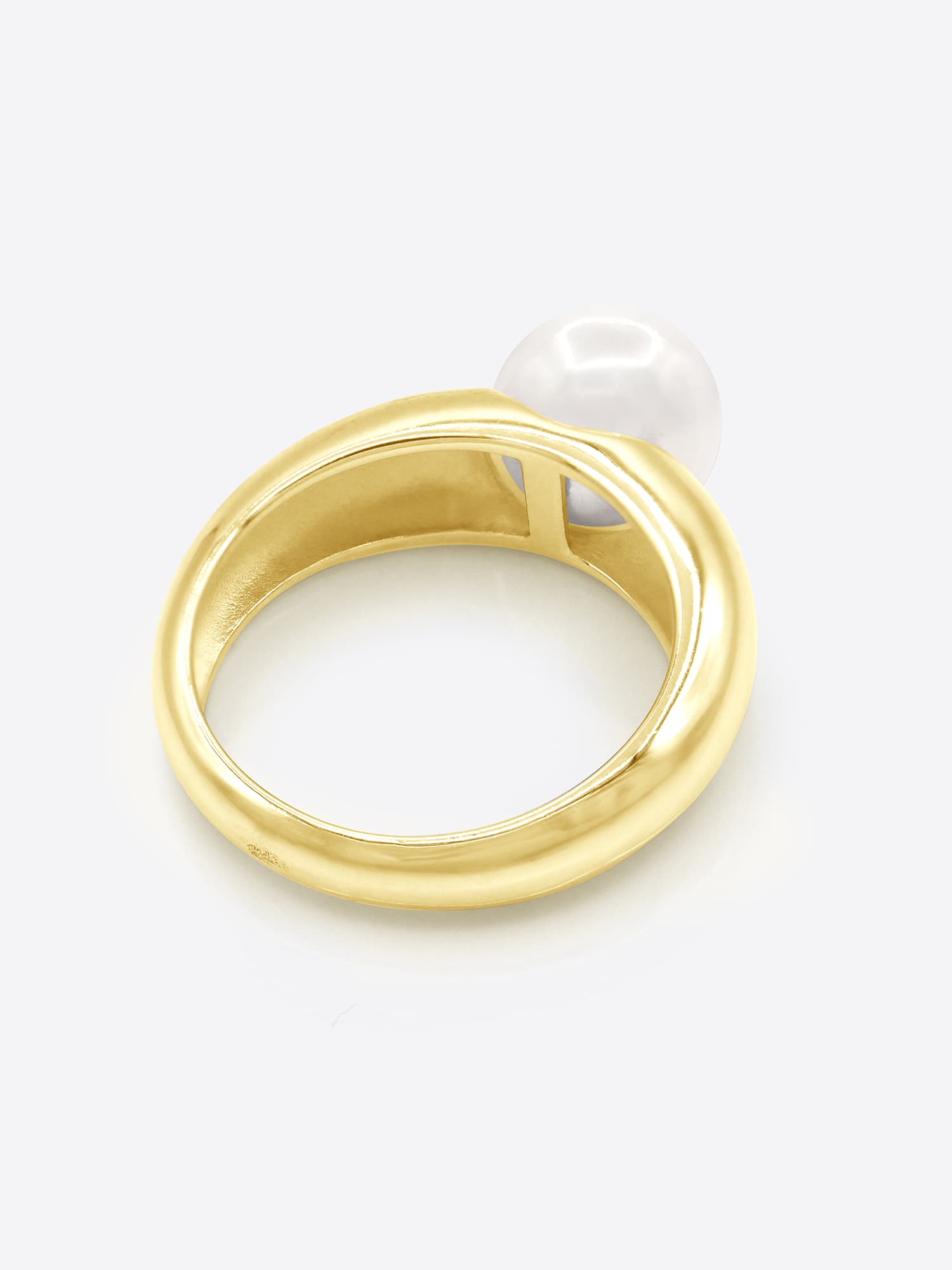 Bague Jonc Véritable Perle d'Eau Douce Ronde 8-9 mm — Or Jaune 375 Millièmes 5