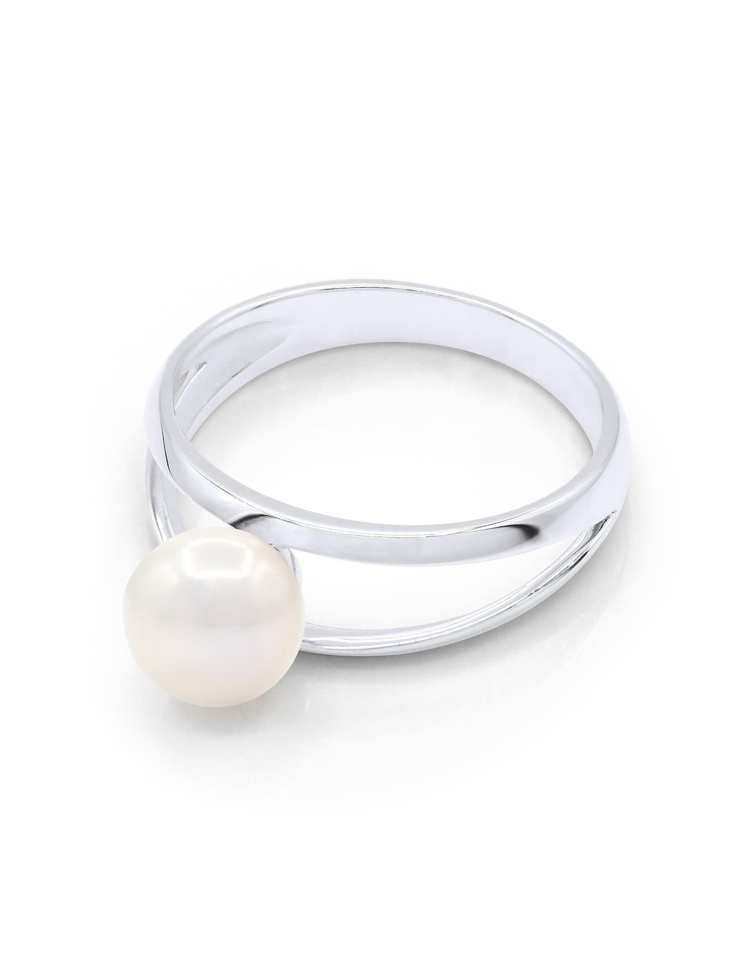 Bague Véritable Perle d'Eau Douce Ronde 8-9 mm — Or Blanc 375 Millièmes 1