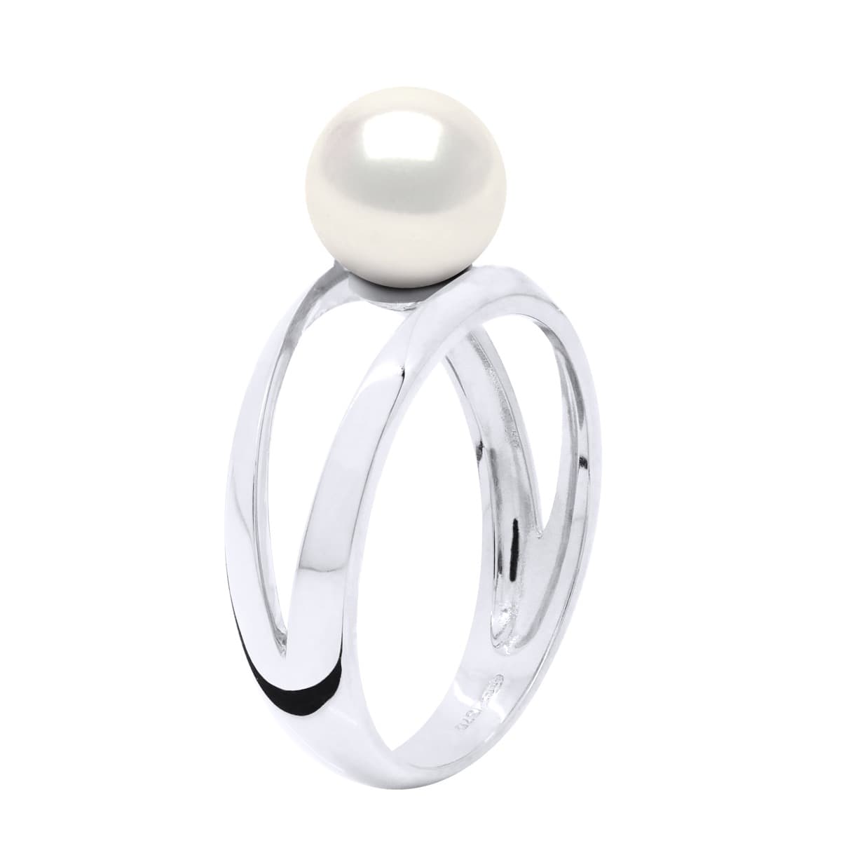 Bague Véritable Perle d'Eau Douce Ronde 8-9 mm — Or Blanc 375 Millièmes 2
