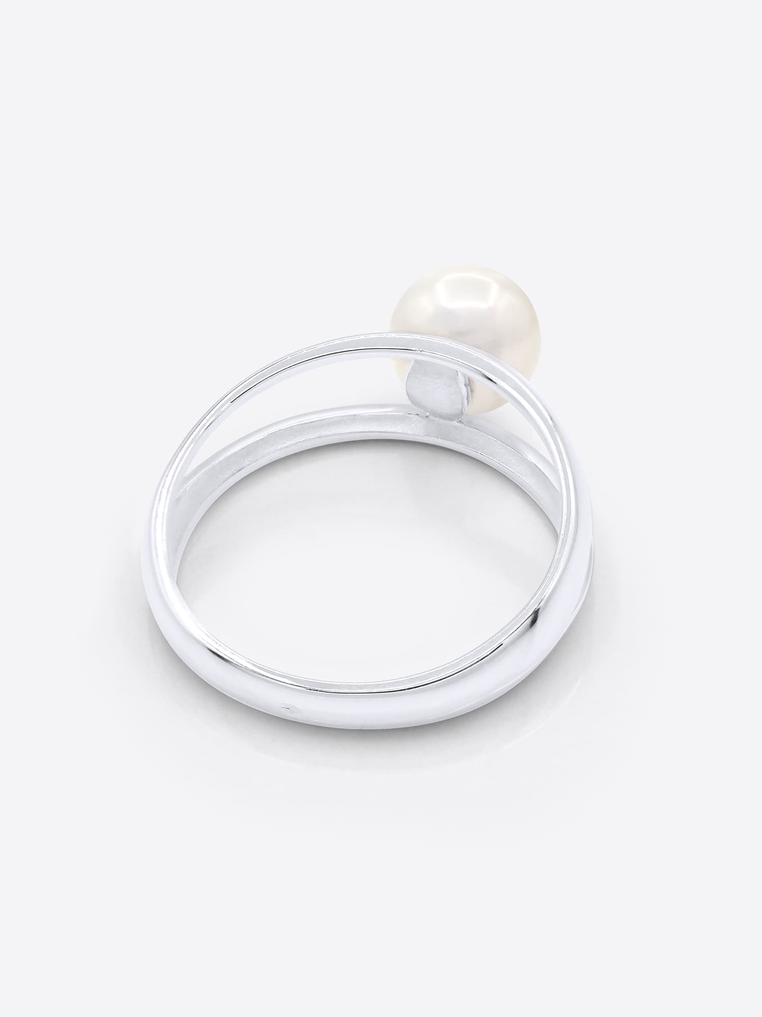 Bague Véritable Perle d'Eau Douce Ronde 8-9 mm — Or Blanc 375 Millièmes 5