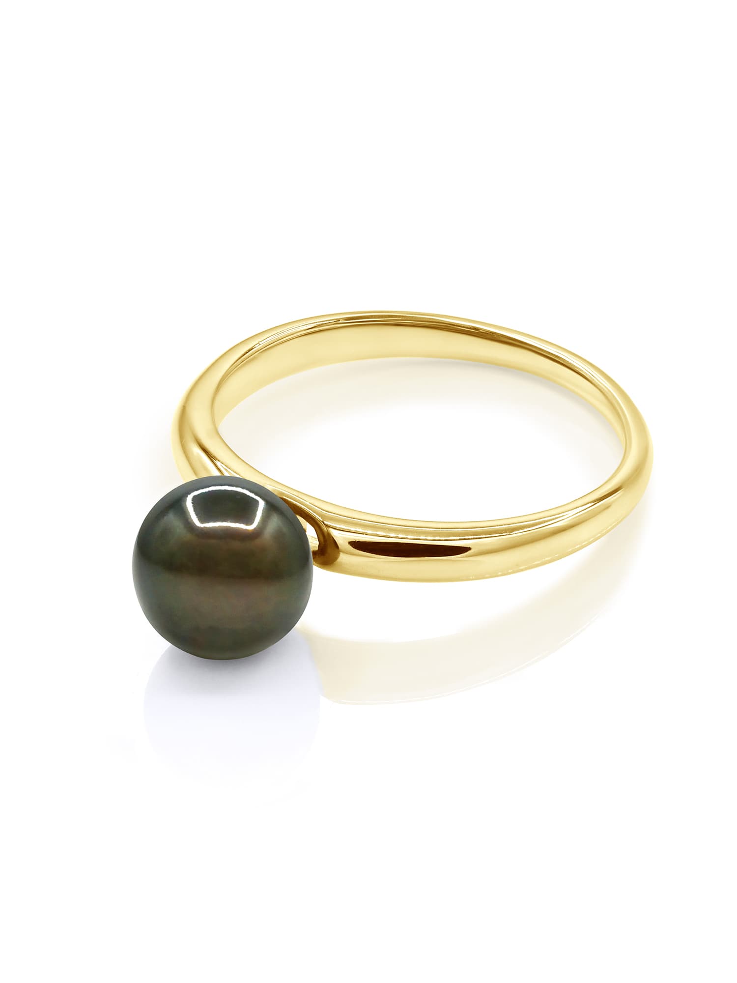Bague Jonc Véritable Perle de Tahiti Ronde 7.5-8 mm — Or Jaune 375 Millièmes 1