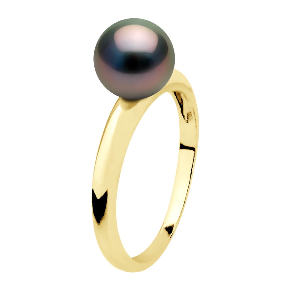 Bague Jonc Véritable Perle de Tahiti Ronde 7.5-8 mm — Or Jaune 375 Millièmes 4