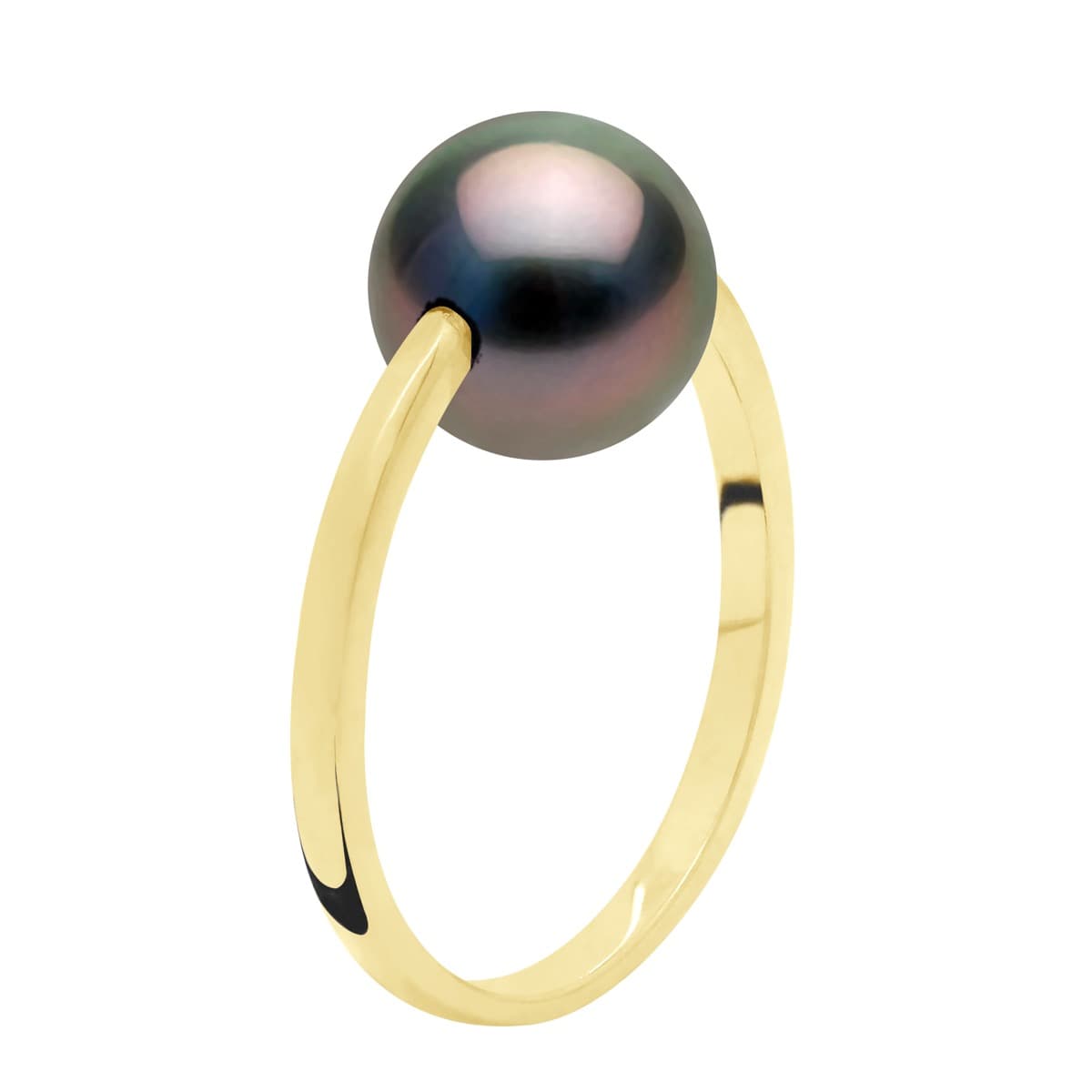 Bague Jonc Véritable Perle de Tahiti Ronde 8-9 mm — Or Jaune 375 Millièmes 2
