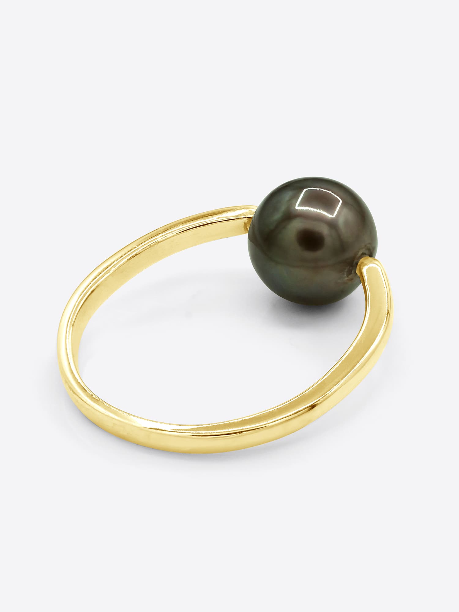 Bague Jonc Véritable Perle de Tahiti Ronde 8-9 mm — Or Jaune 375 Millièmes 5