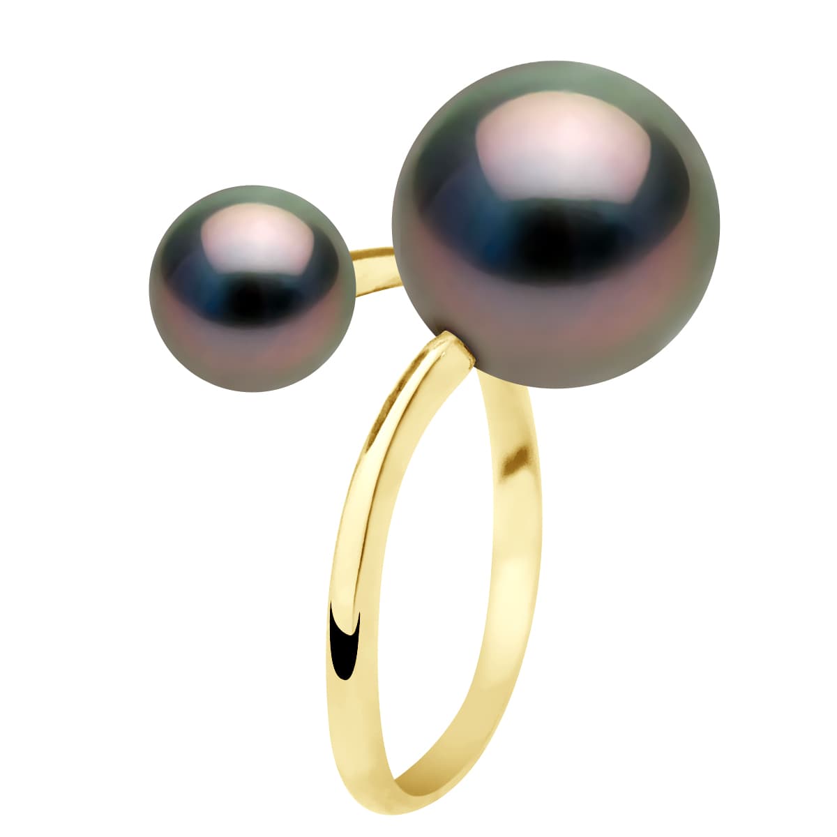 Bague Véritables Perles de Tahiti Rondes 11-12 mm — Or Jaune 375 Millièmes 1