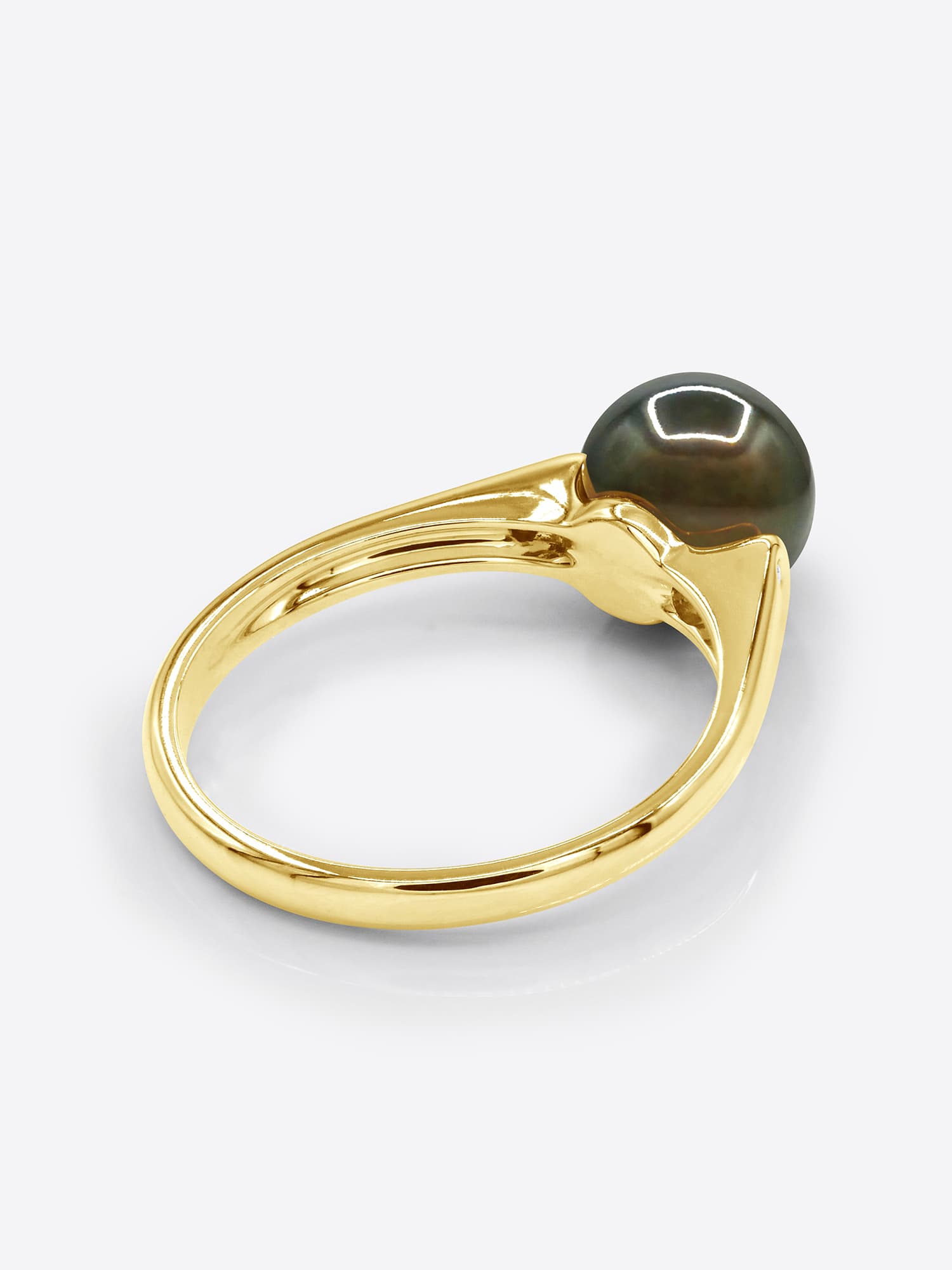 Bague Véritables Perles de Tahiti Rondes 8-9 mm Diamants 0.02 ct — Or Jaune 375 Millièmes 5