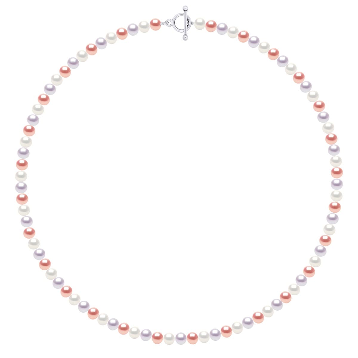 Collier Véritables Perles d'Eau Douce Semi-Rondes 6-7 mm — Argent 925 Millièmes — 55 cm 1