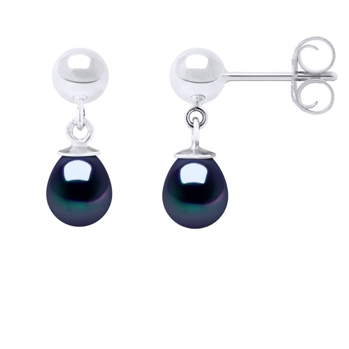 Boucles d'Oreilles Véritables Perles d'Eau Douce Poires 6-7 mm — Argent 925 Millièmes 4
