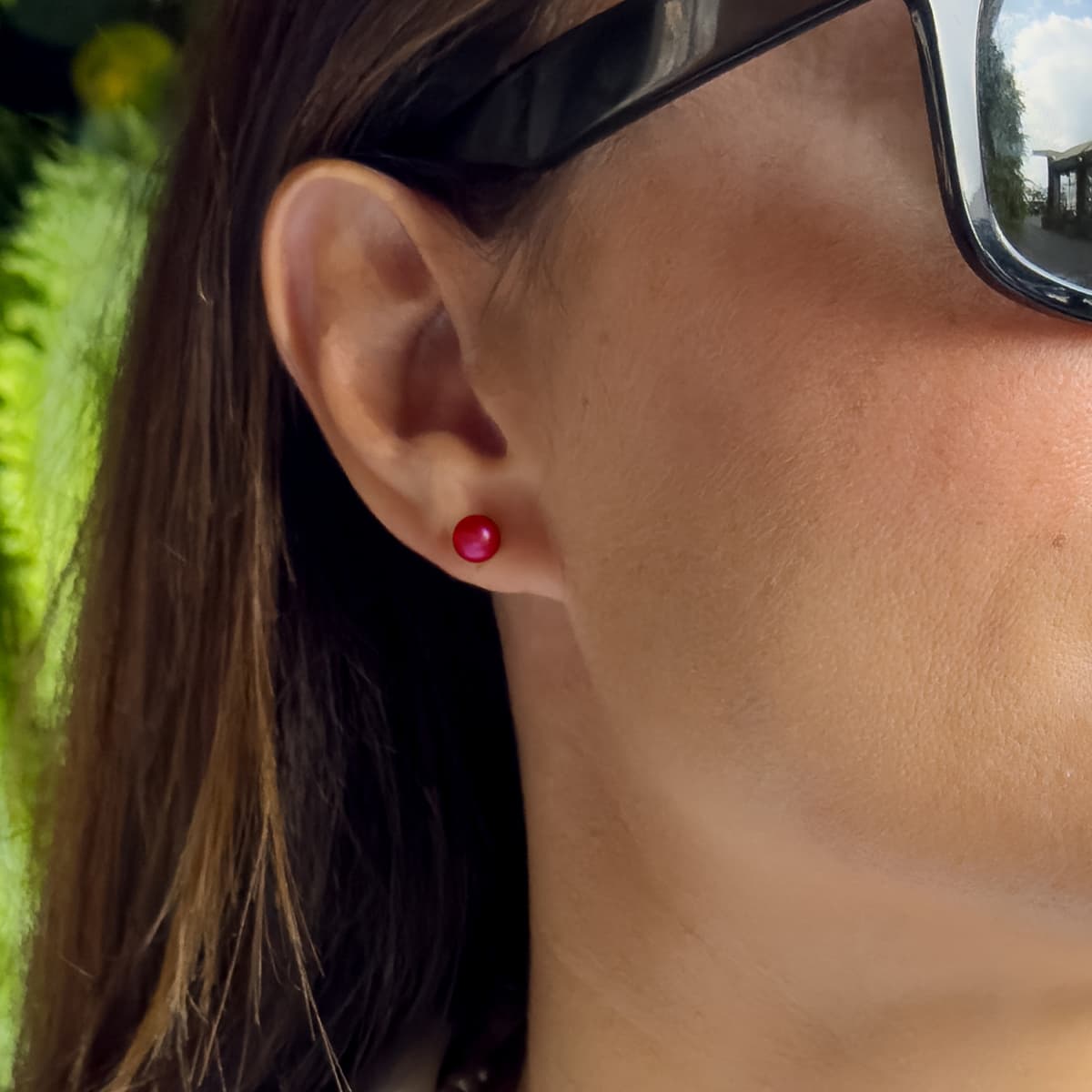 Boucles d'Oreilles Véritables Perles d'Eau Douce Bouton 6-7 mm — Argent 925 Millièmes 3