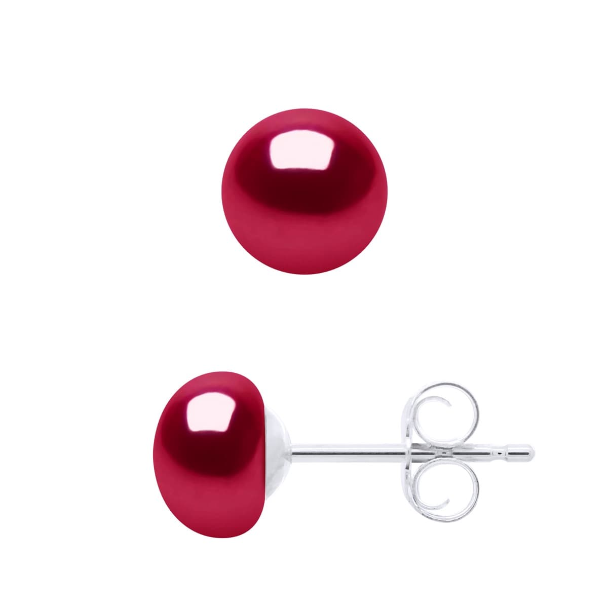 Boucles d'Oreilles Véritables Perles d'Eau Douce Bouton 6-7 mm — Argent 925 Millièmes 4
