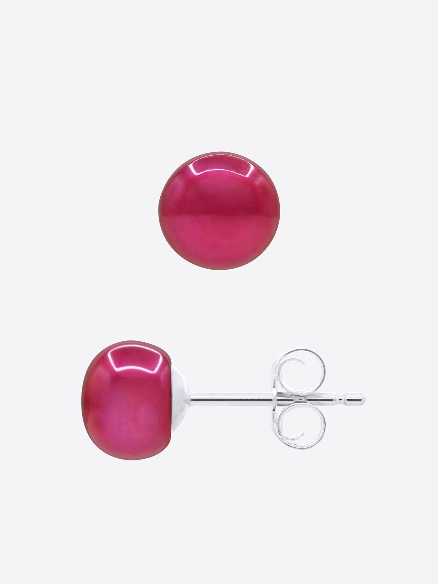Boucles d'Oreilles Véritables Perles d'Eau Douce Bouton 6-7 mm — Argent 925 Millièmes 5