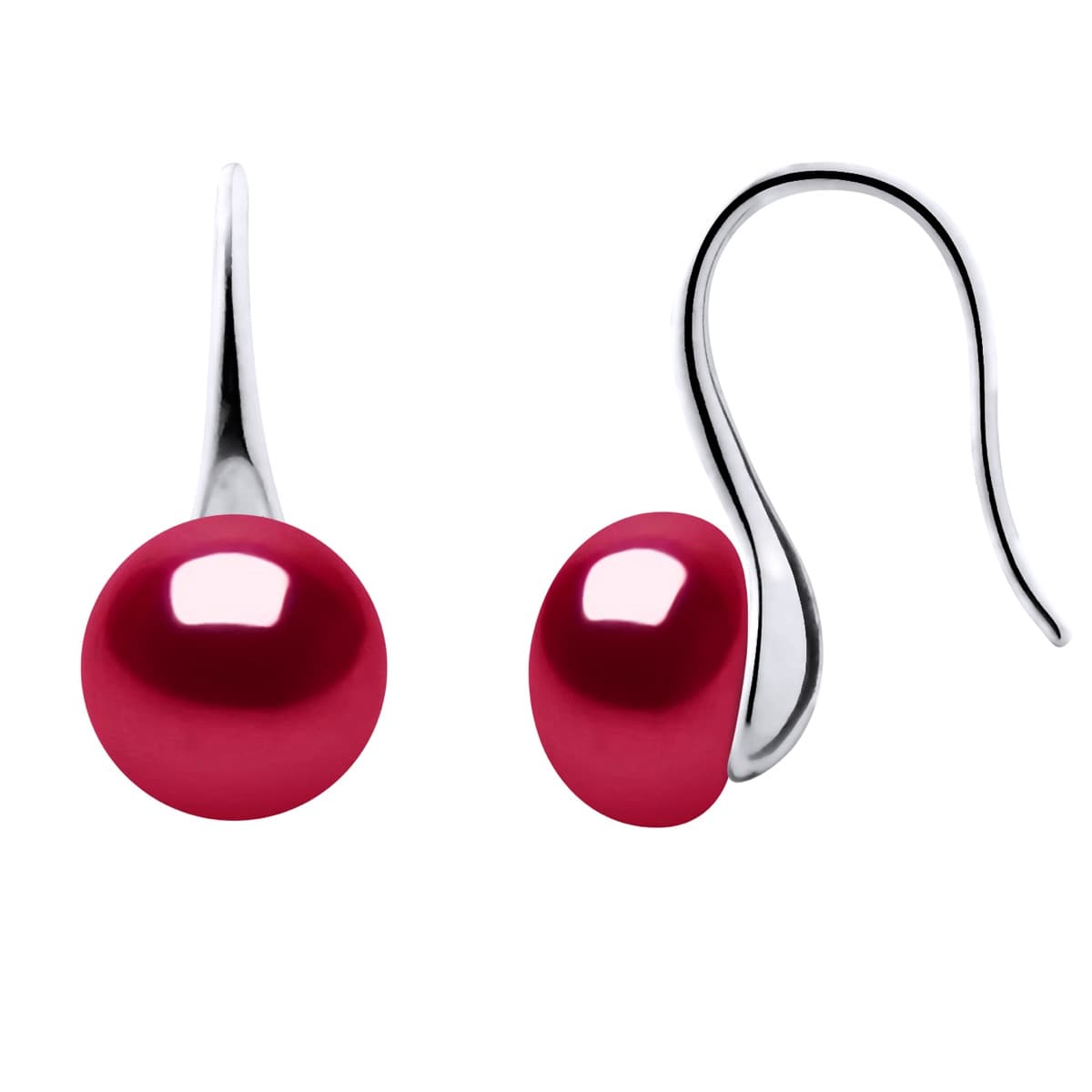Boucles d'Oreilles Véritables Perles d'Eau Douce Bouton 9-10 mm — Argent 925 Millièmes Rhodié 4