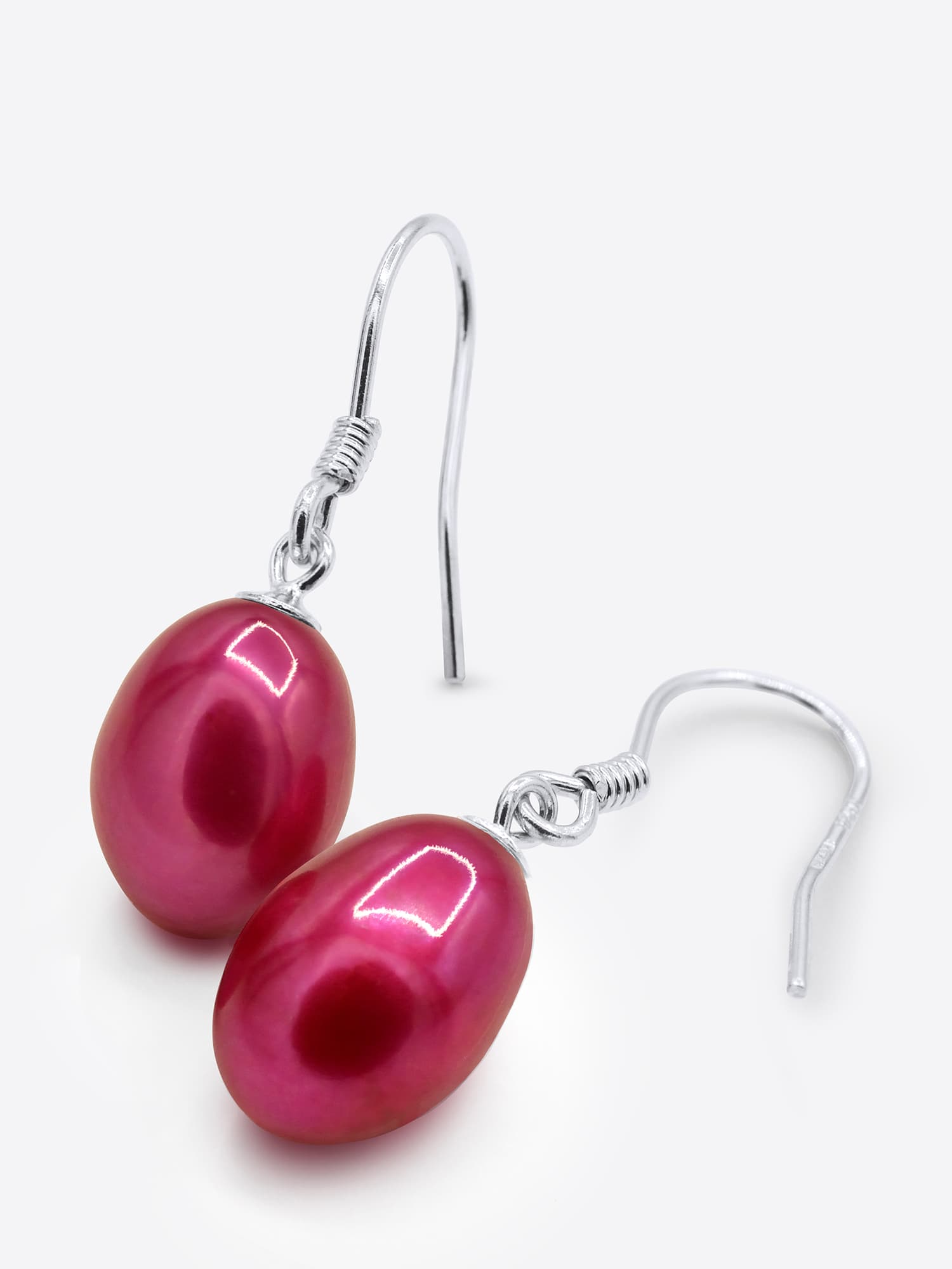 Boucles d'Oreilles Véritables Perles d'Eau Douce Poires 8-9 mm — Argent 925 Millièmes Rhodié 1