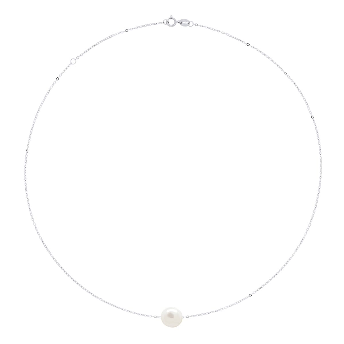 Collier Maille Forçat Véritable Perle d'Eau Douce Baroque — Argent 925 Millièmes Rhodié — 42 cm 3