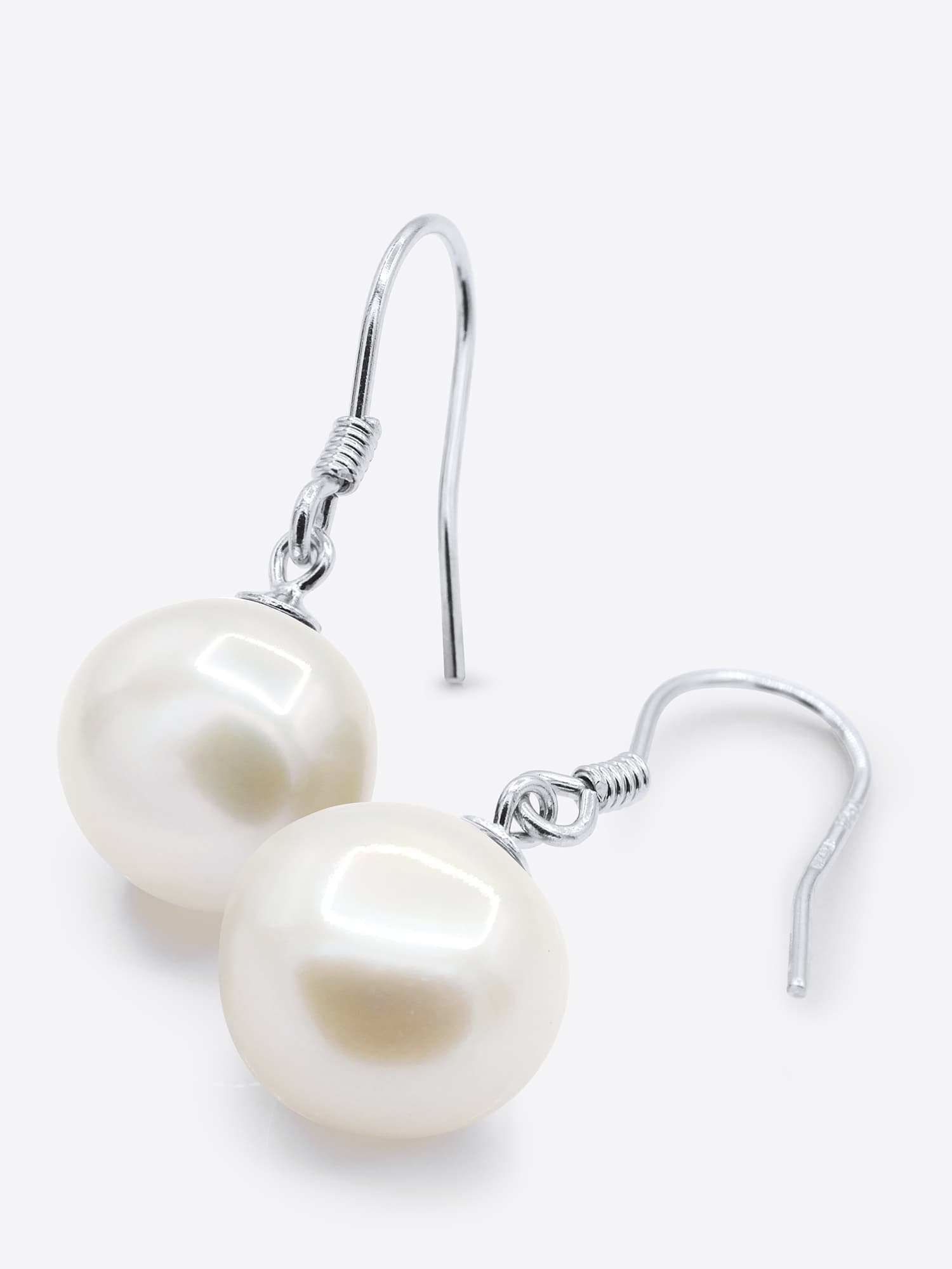 Boucles d'Oreilles Véritables Perles d'Eau Douce Baroques 10-11 mm — Argent 925 Millièmes 1
