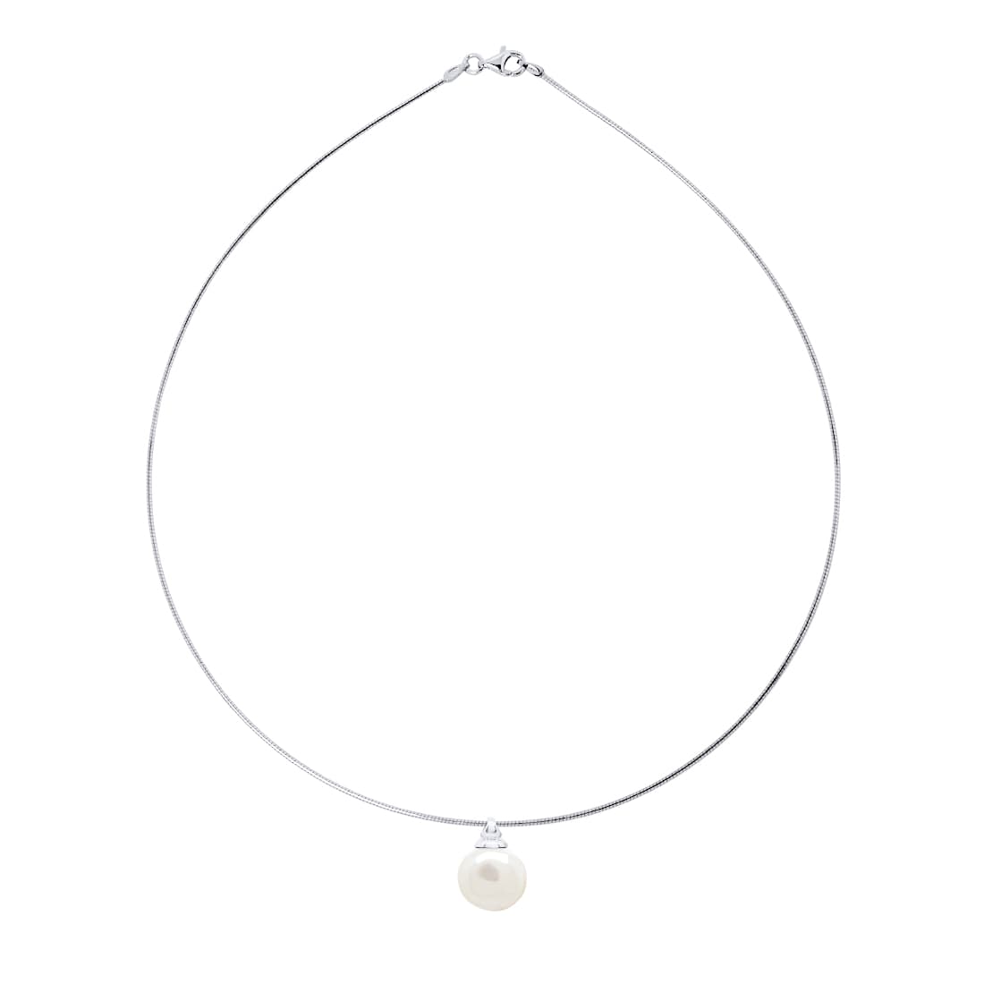 Collier Véritable Perle d'Eau Douce Baroque 12-13 mm — Argent 925 Millièmes Rhodié — 42 cm 3